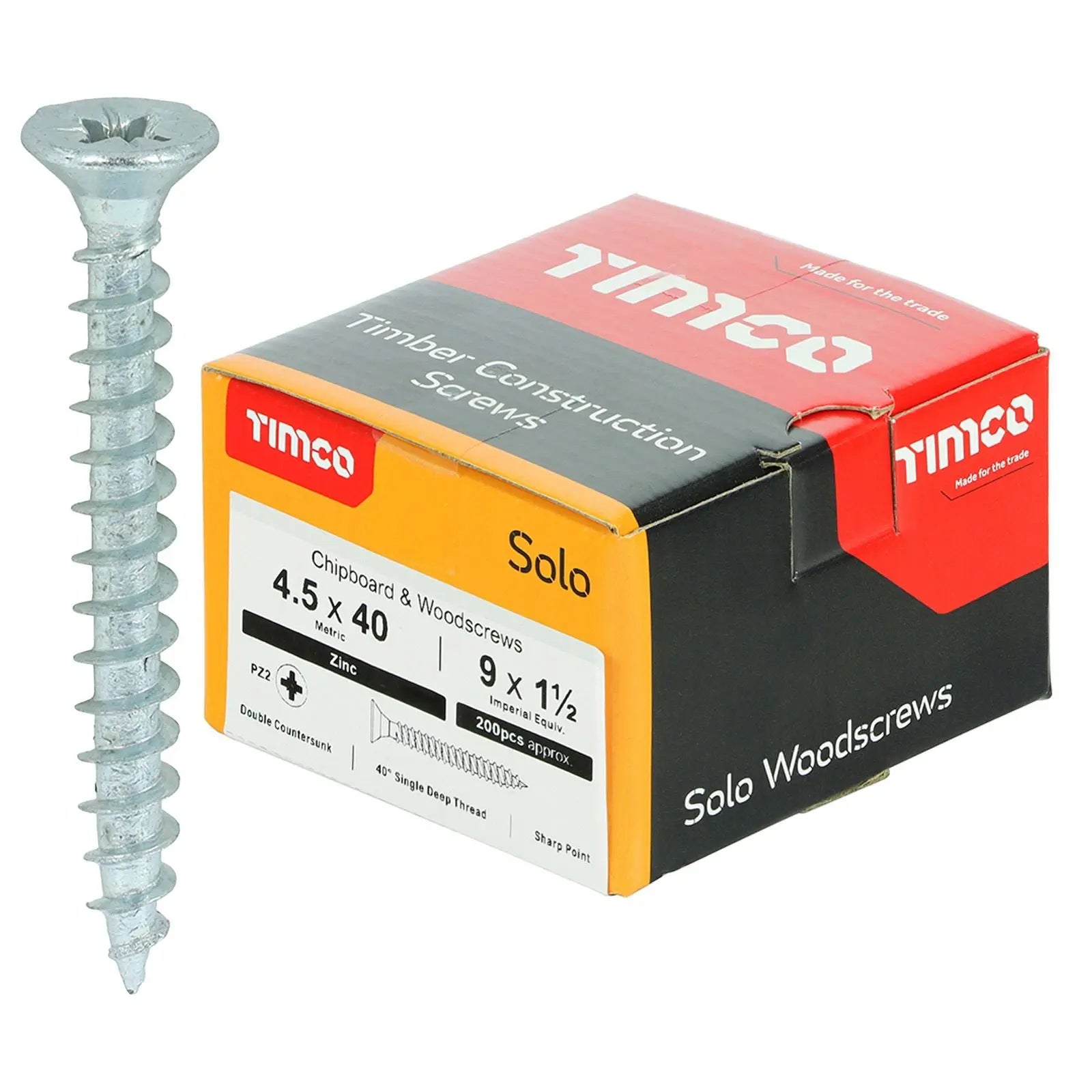 TIMCO SOLO Wood Screws Zinc Double Countersunk Pozi Boxed - Choose Size White Rose Tools