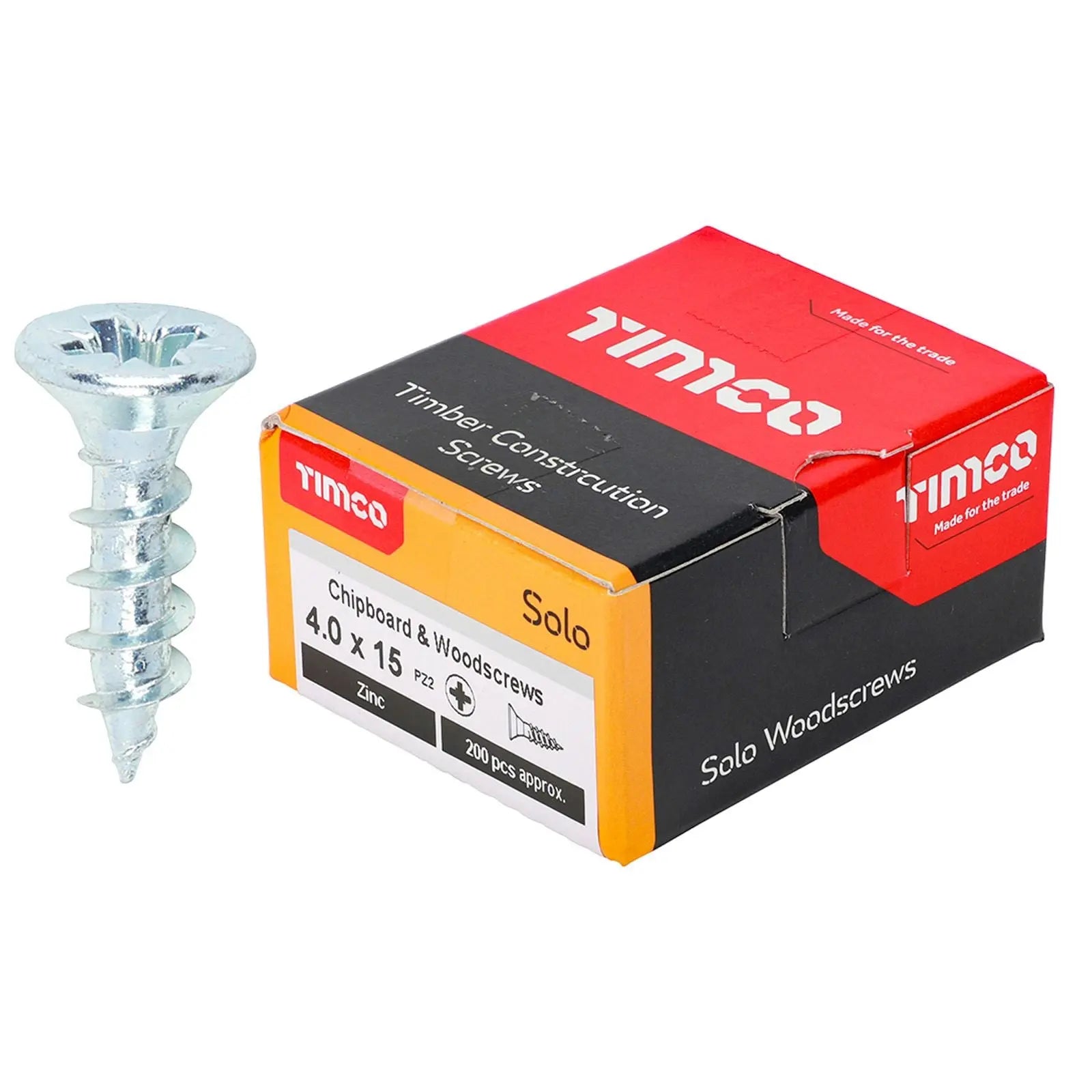 TIMCO SOLO Wood Screws Zinc Double Countersunk Pozi Boxed - Choose Size White Rose Tools