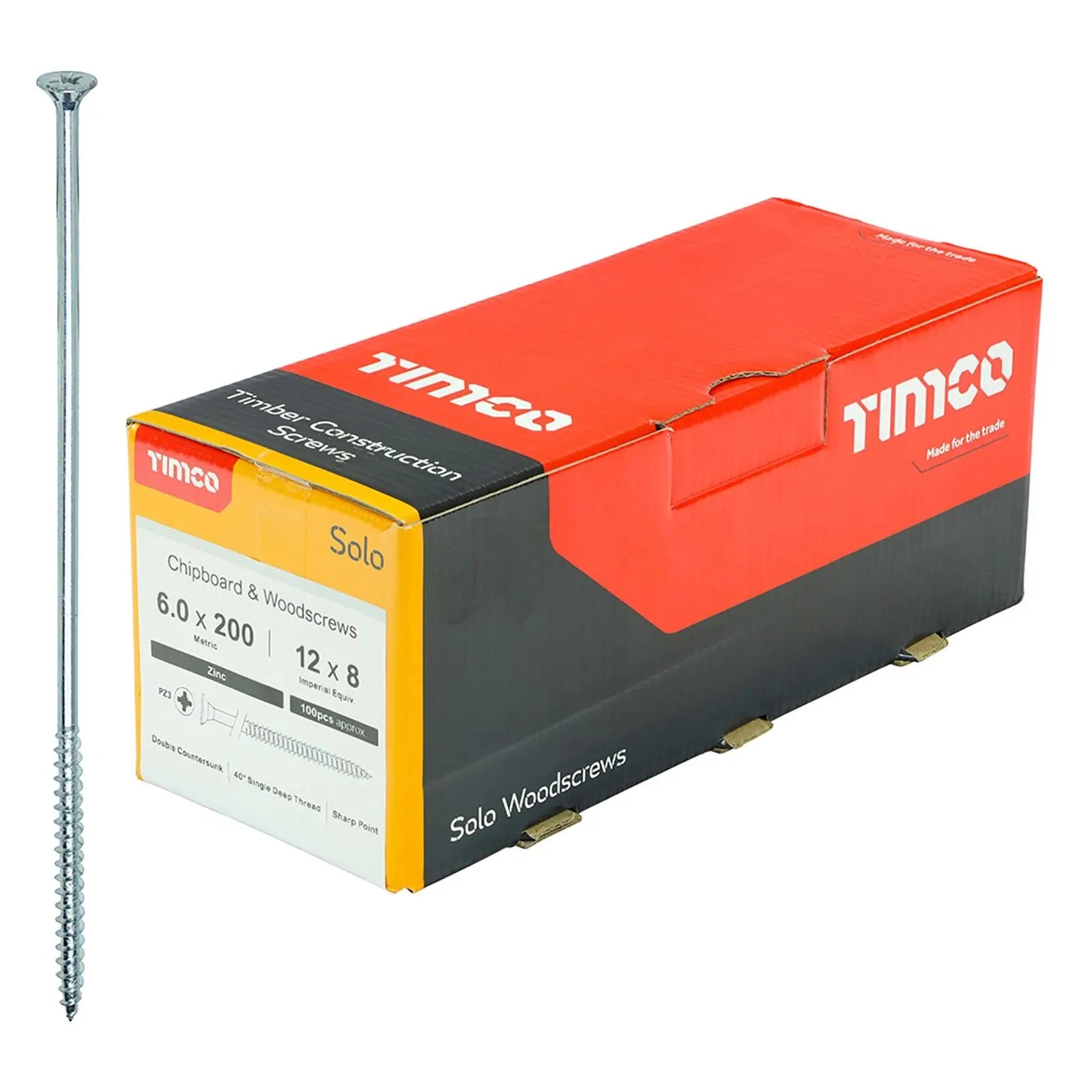 TIMCO SOLO Wood Screws Zinc Double Countersunk Pozi Boxed - Choose Size White Rose Tools