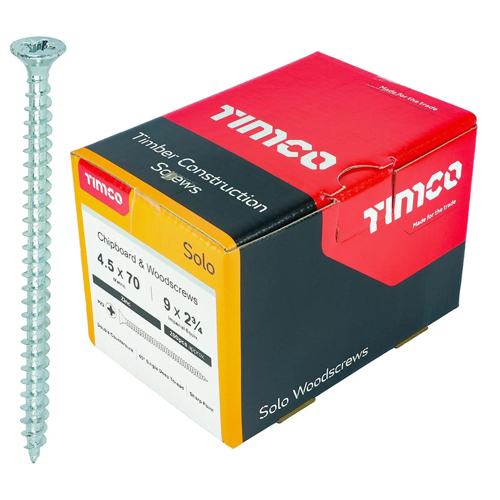 TIMCO SOLO Wood Screws Zinc Double Countersunk Pozi Boxed - Choose Size White Rose Tools