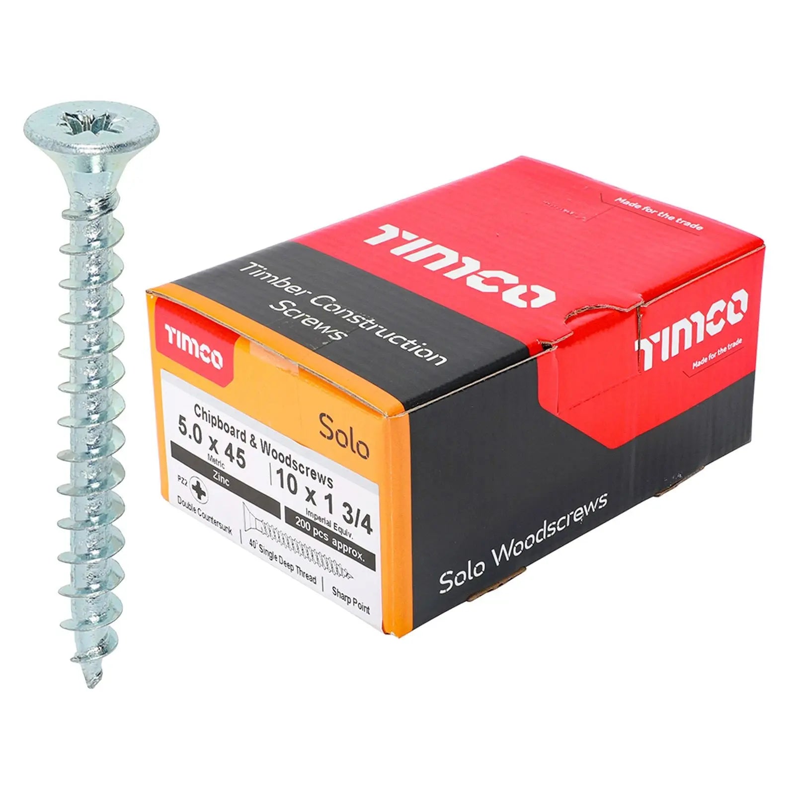 TIMCO SOLO Wood Screws Zinc Double Countersunk Pozi Boxed - Choose Size White Rose Tools