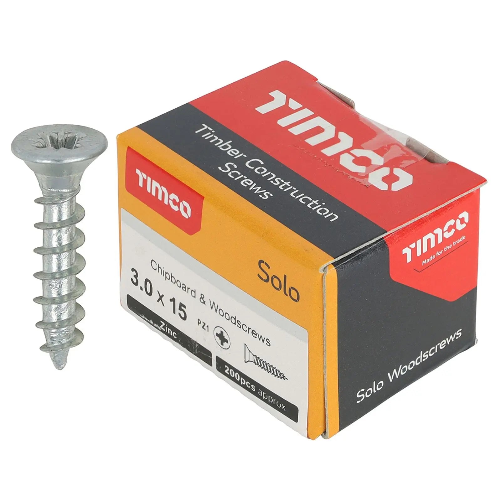TIMCO SOLO Wood Screws Zinc Double Countersunk Pozi Boxed - Choose Size White Rose Tools