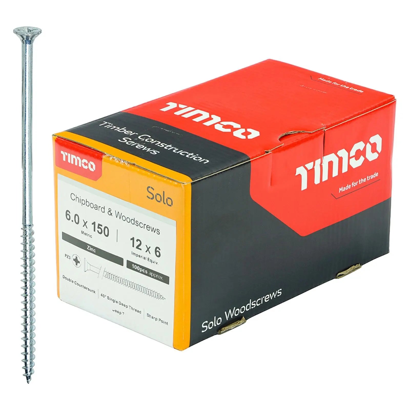 TIMCO SOLO Wood Screws Zinc Double Countersunk Pozi Boxed - Choose Size White Rose Tools