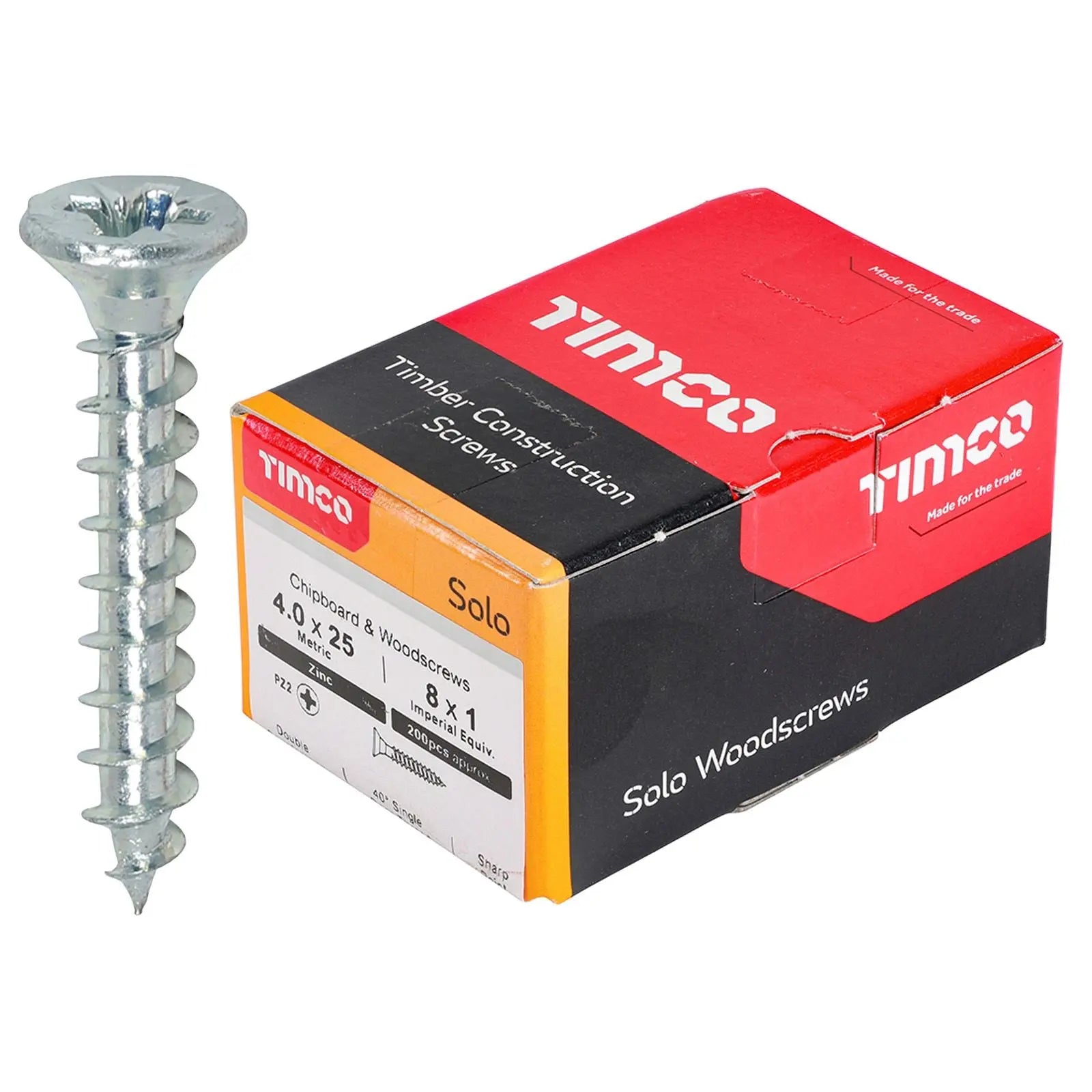 TIMCO SOLO Wood Screws Zinc Double Countersunk Pozi Boxed - Choose Size White Rose Tools