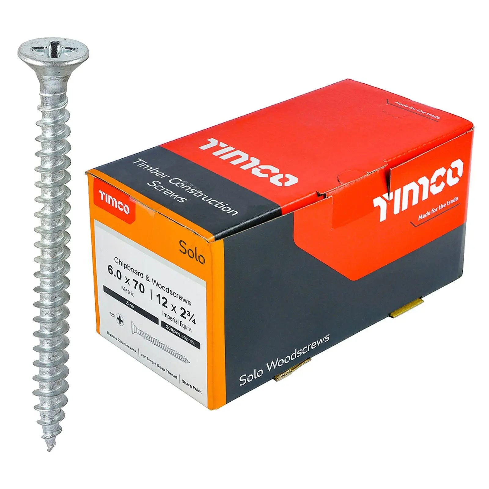TIMCO SOLO Wood Screws Zinc Double Countersunk Pozi Boxed - Choose Size White Rose Tools