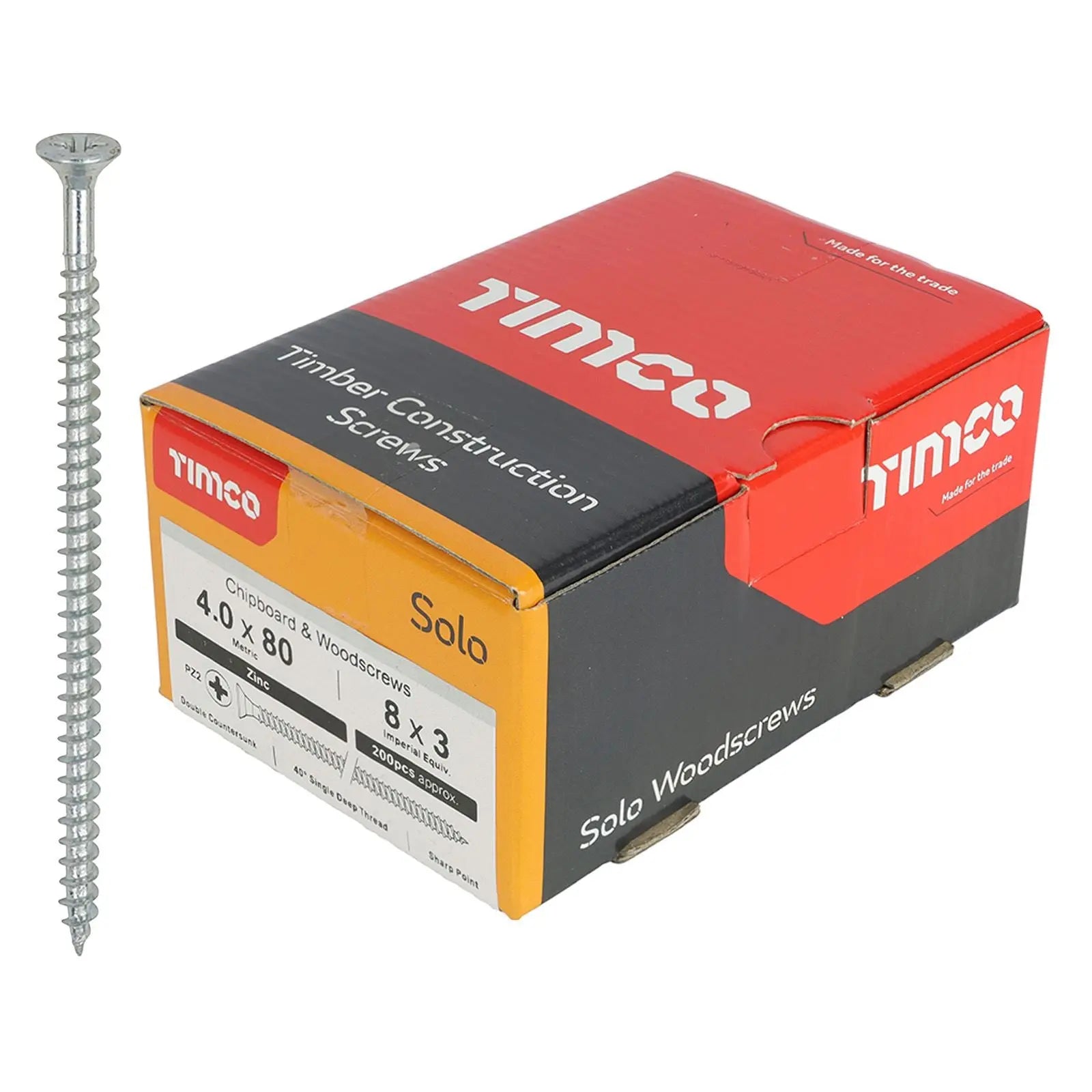 TIMCO SOLO Wood Screws Zinc Double Countersunk Pozi Boxed - Choose Size White Rose Tools
