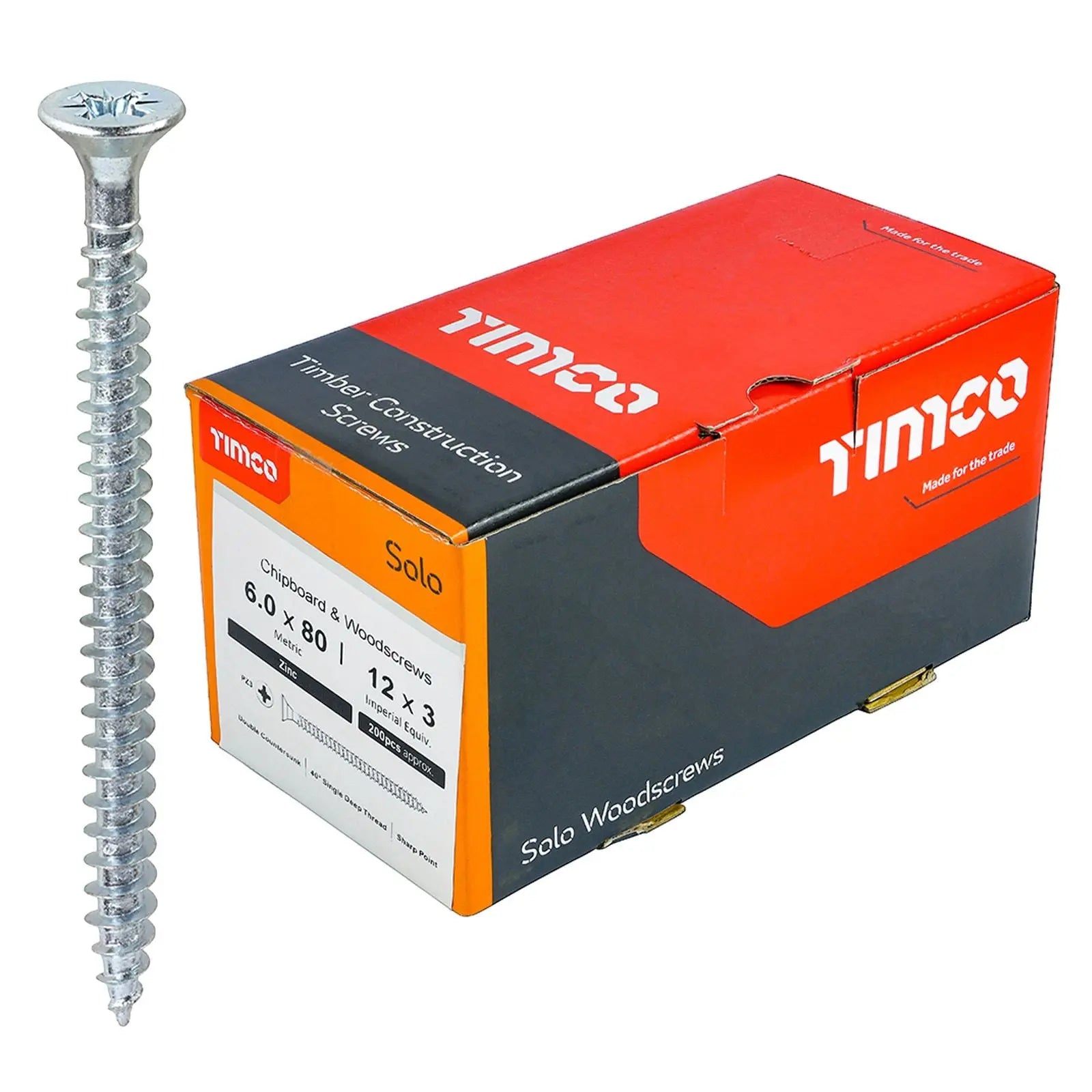 TIMCO SOLO Wood Screws Zinc Double Countersunk Pozi Boxed - Choose Size White Rose Tools