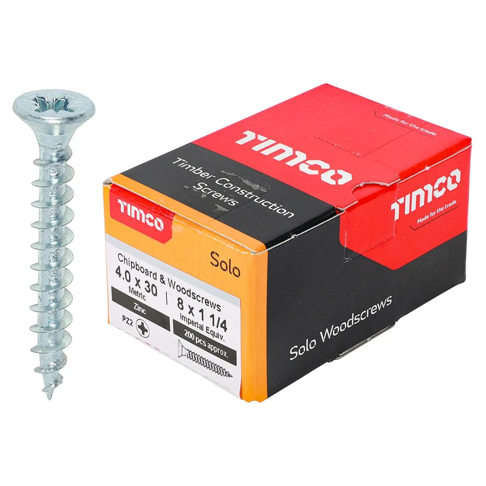 TIMCO SOLO Wood Screws Zinc Double Countersunk Pozi Boxed - Choose Size White Rose Tools