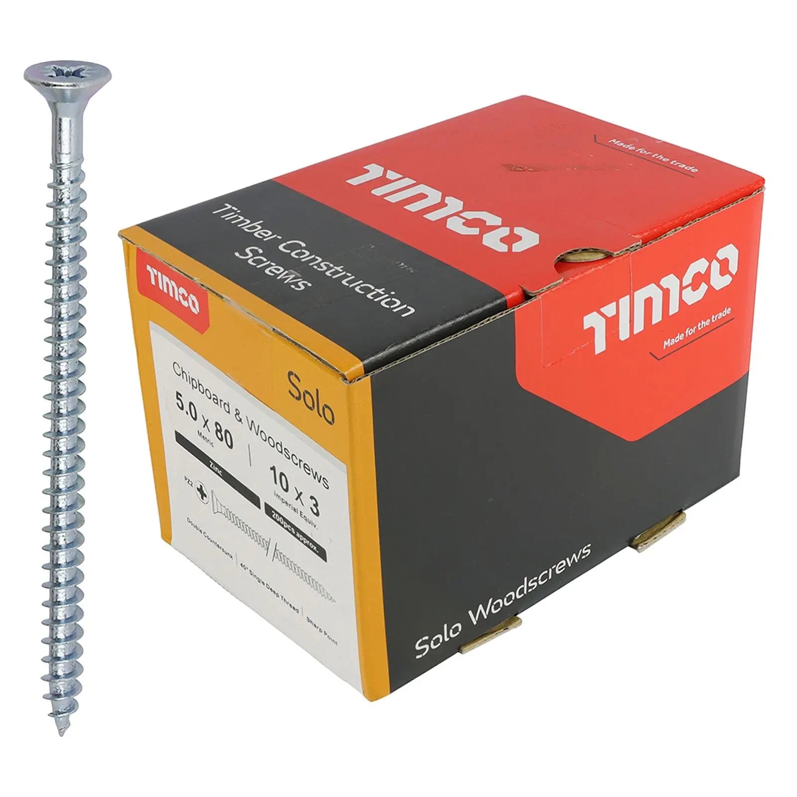 TIMCO SOLO Wood Screws Zinc Double Countersunk Pozi Boxed - Choose Size White Rose Tools