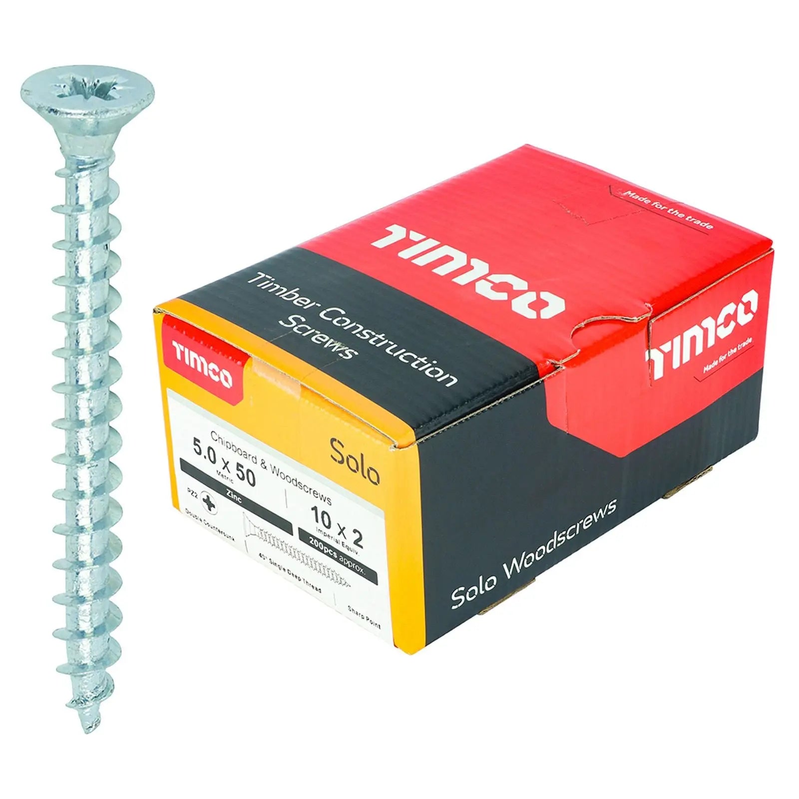 TIMCO SOLO Wood Screws Zinc Double Countersunk Pozi Boxed - Choose Size White Rose Tools