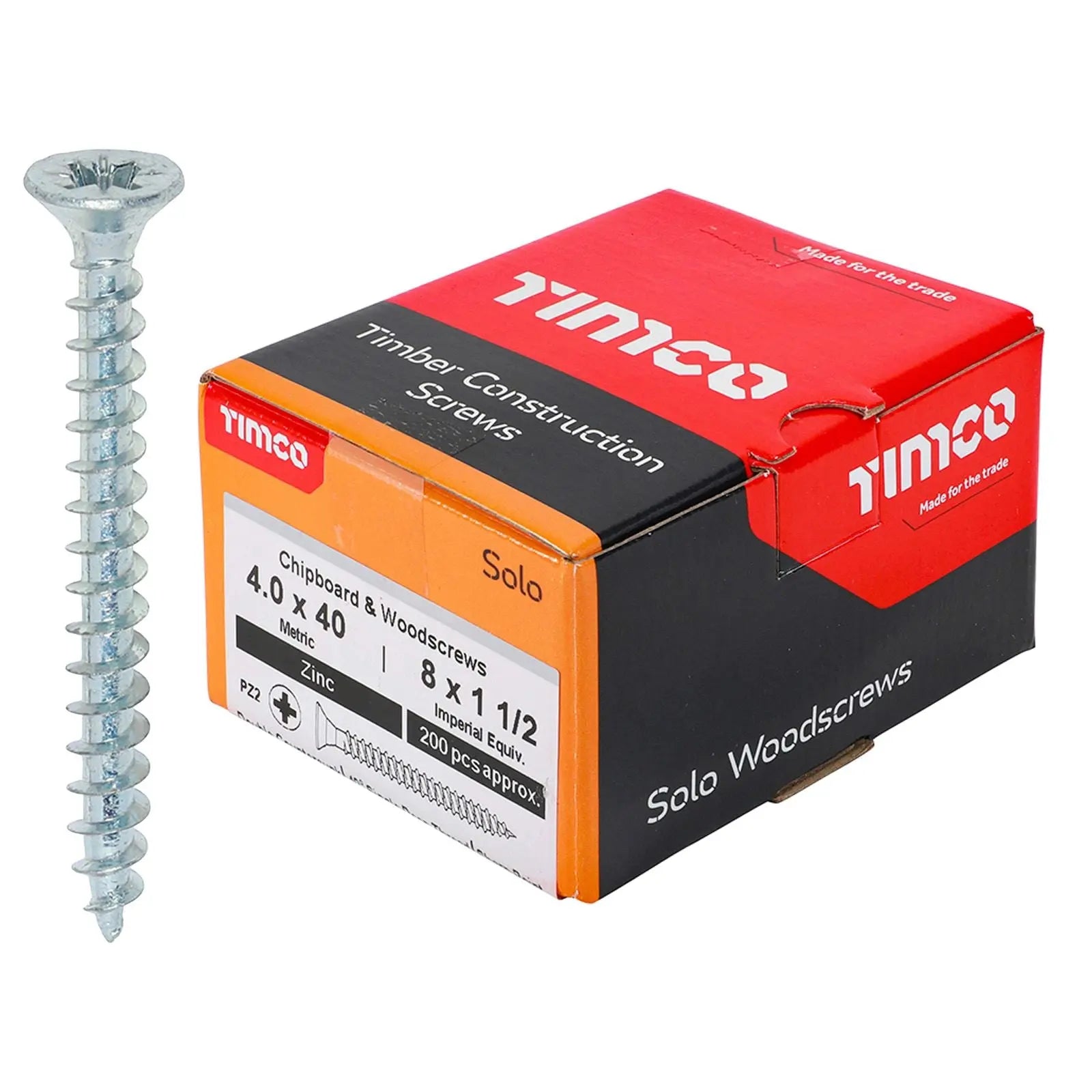 TIMCO SOLO Wood Screws Zinc Double Countersunk Pozi Boxed - Choose Size White Rose Tools