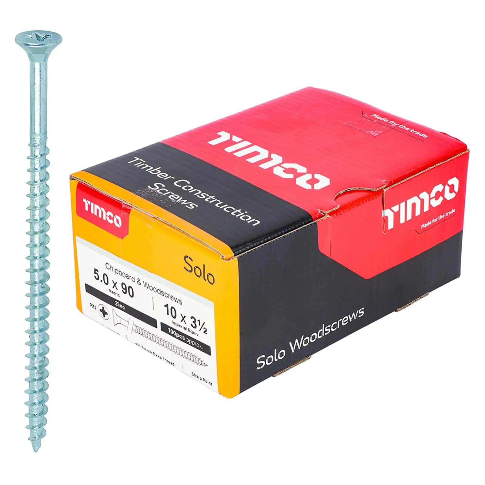 TIMCO SOLO Wood Screws Zinc Double Countersunk Pozi Boxed - Choose Size White Rose Tools