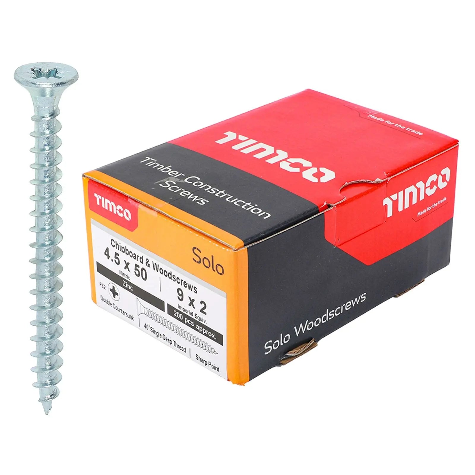 TIMCO SOLO Wood Screws Zinc Double Countersunk Pozi Boxed - Choose Size White Rose Tools