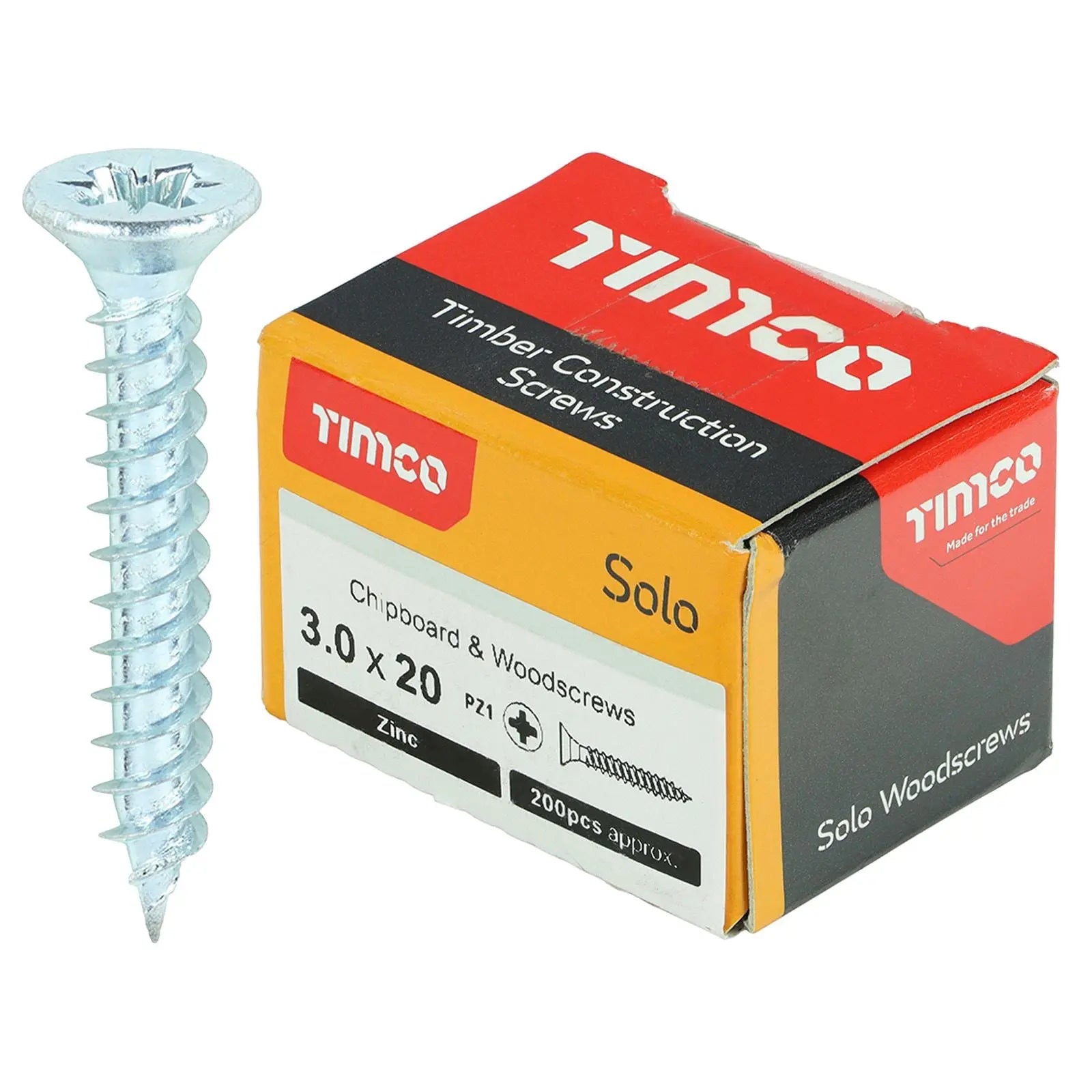 TIMCO SOLO Wood Screws Zinc Double Countersunk Pozi Boxed - Choose Size White Rose Tools