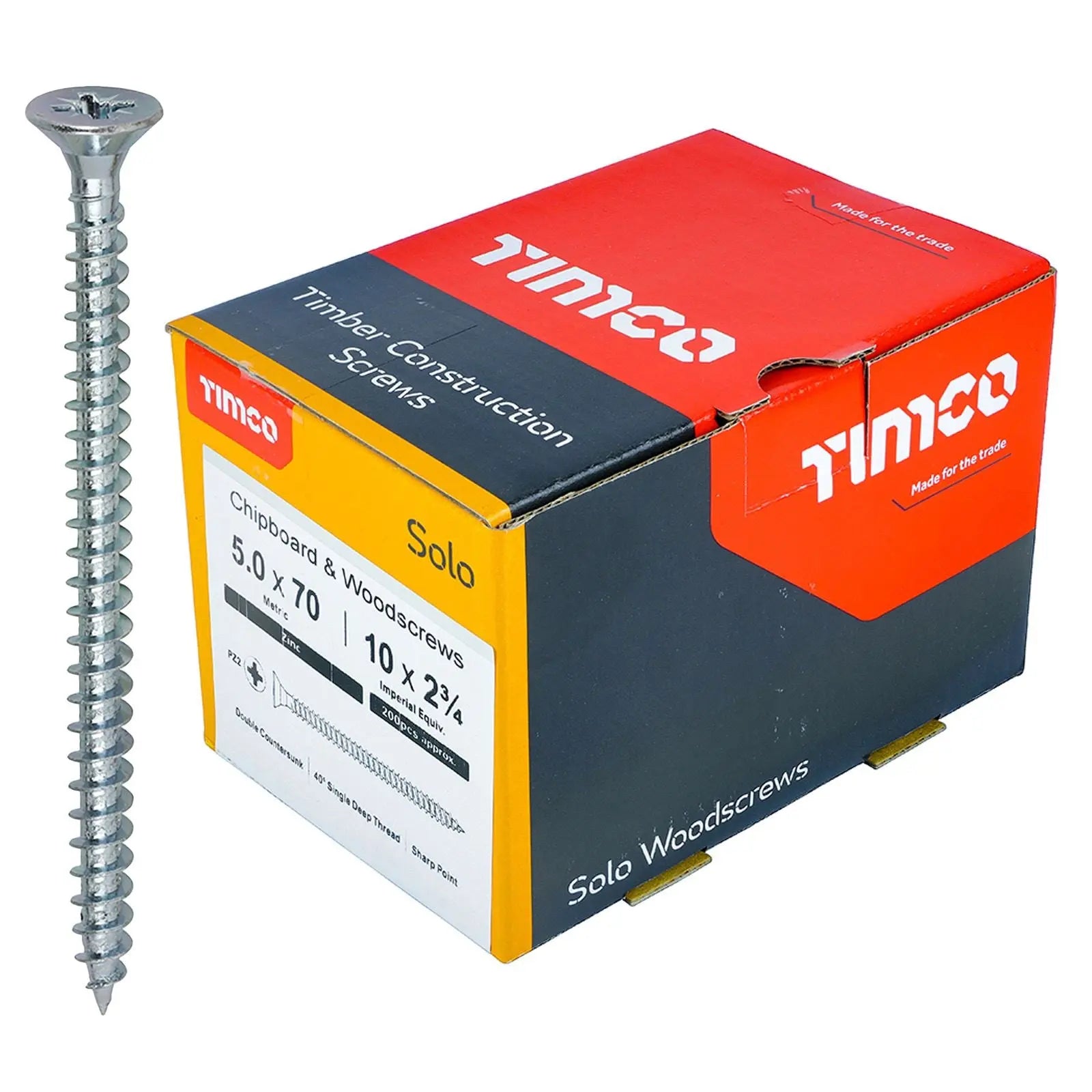 TIMCO SOLO Wood Screws Zinc Double Countersunk Pozi Boxed - Choose Size White Rose Tools