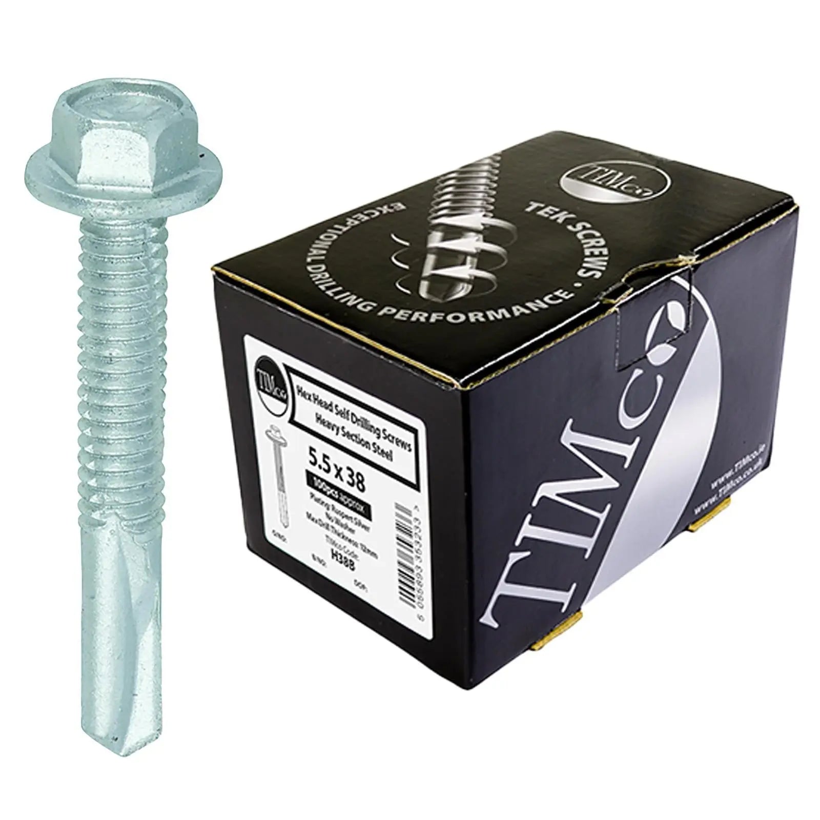 TIMCO Self Drilling Construction Screw for Heavy Section Steel with or without EPDM Washer Bi-Metal Exterior Zinc -Choose Size White Rose Tools
