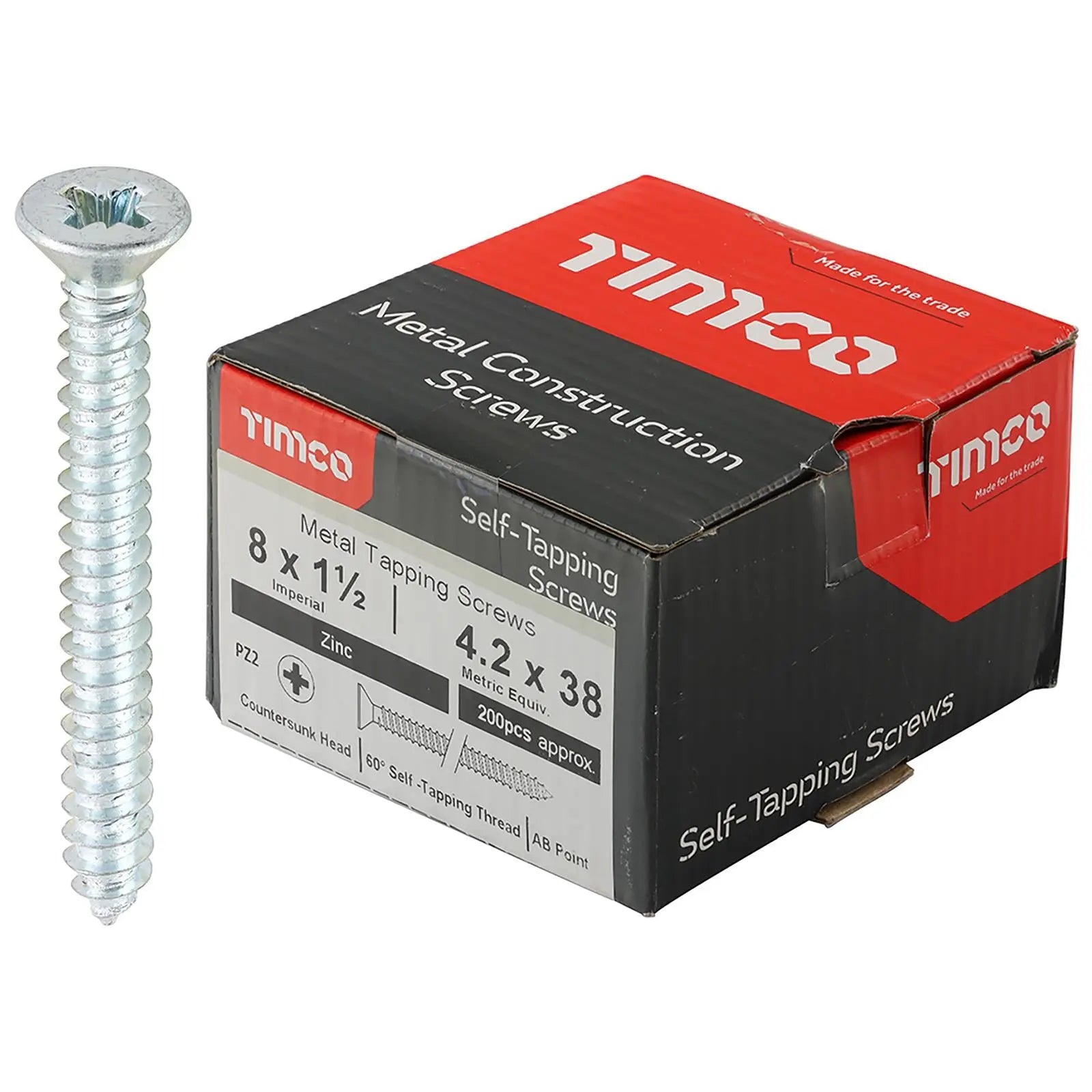 TIMCO Self Tapping Screws Countersunk Zinc Pozi - Choose Size White Rose Tools