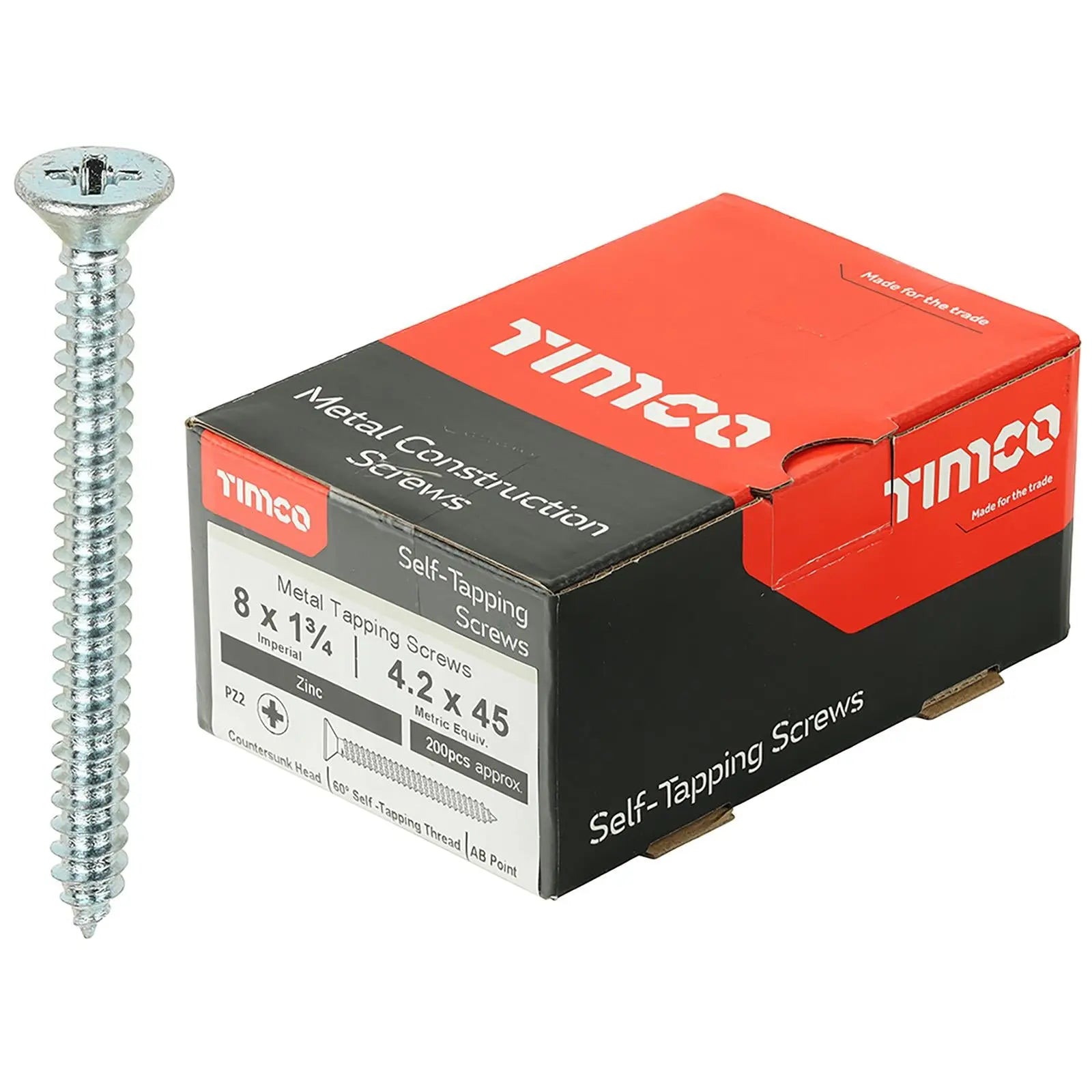 TIMCO Self Tapping Screws Countersunk Zinc Pozi - Choose Size White Rose Tools