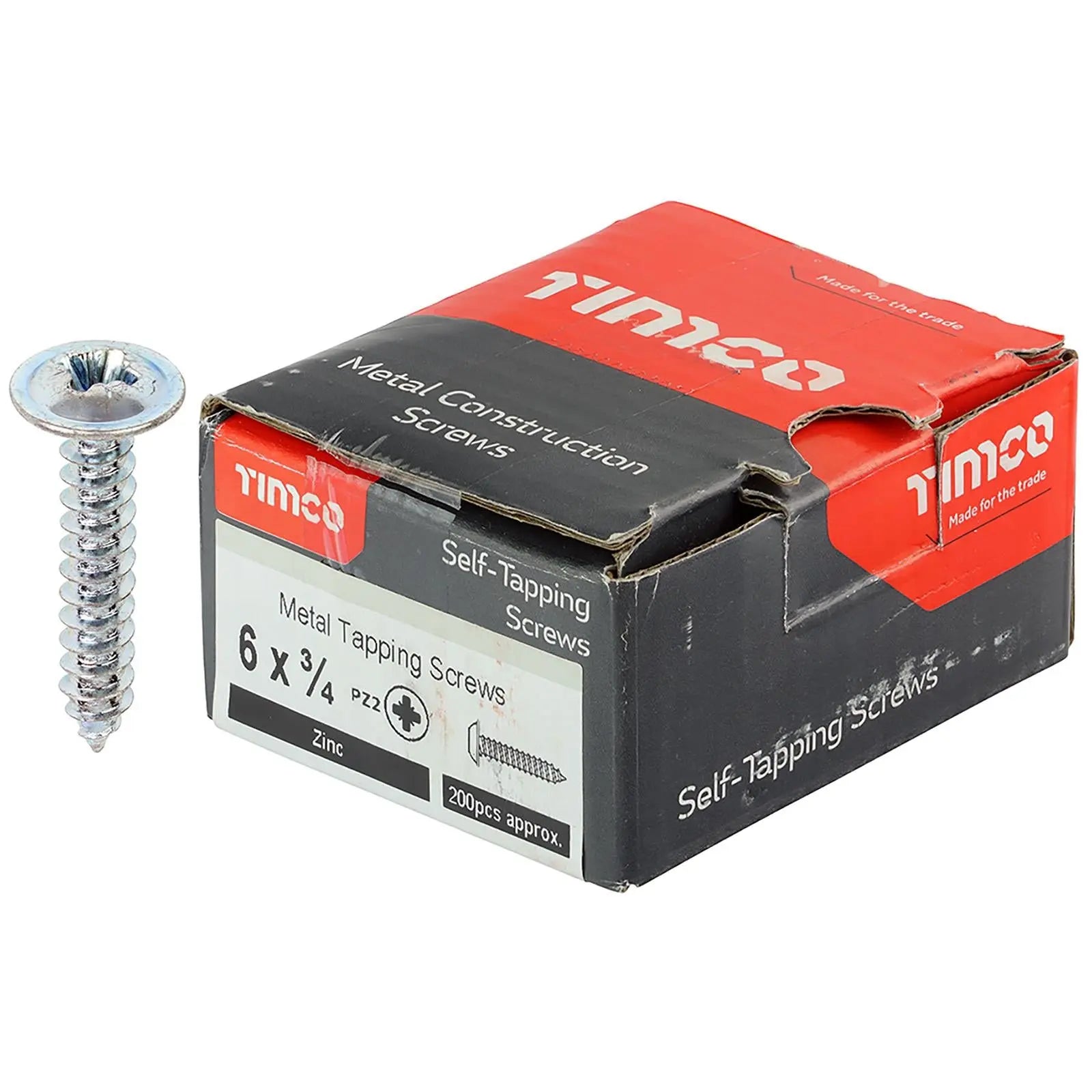 TIMCO Self Tapping Screws Flange Head Zinc Pozi - Choose Size White Rose Tools