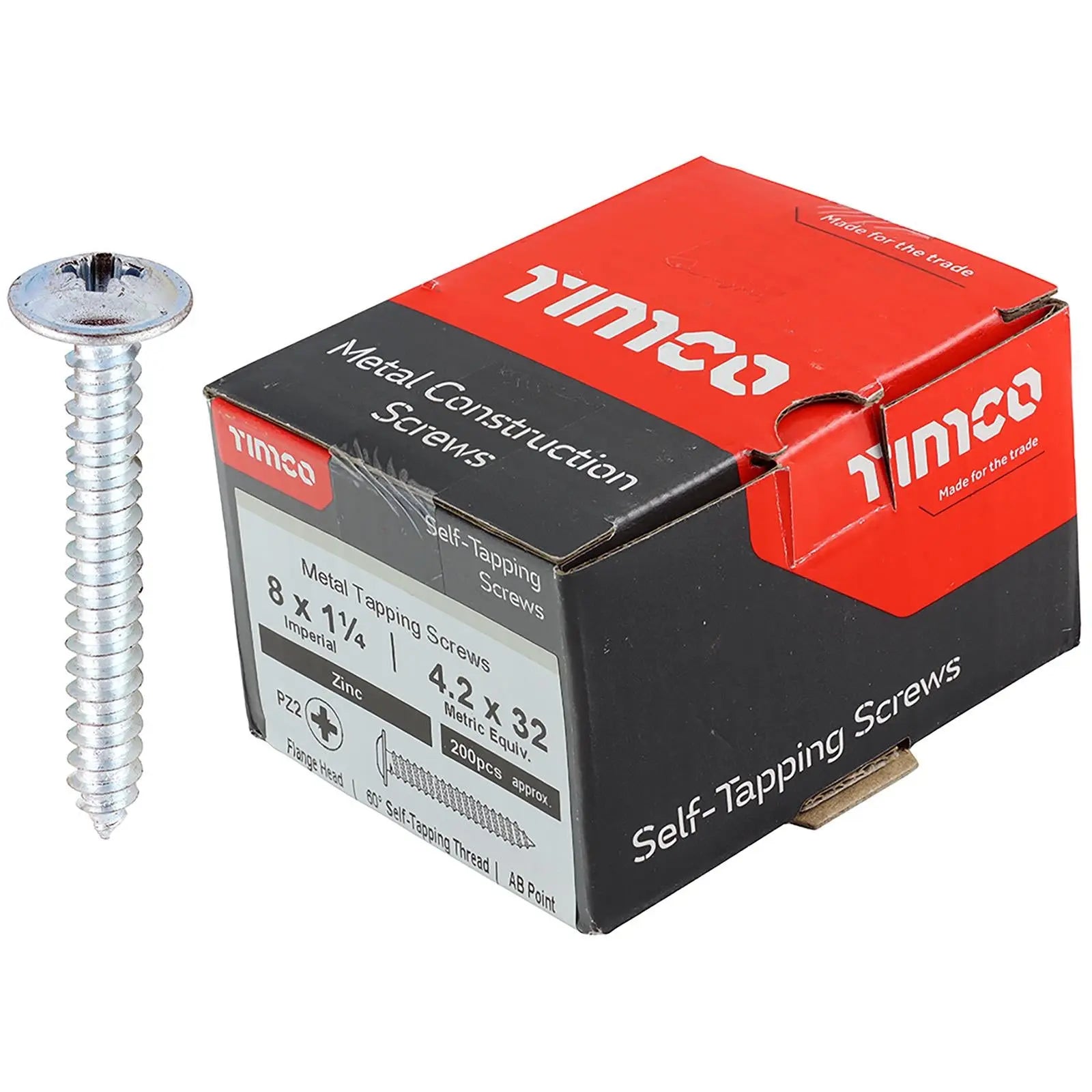 TIMCO Self Tapping Screws Flange Head Zinc Pozi - Choose Size White Rose Tools
