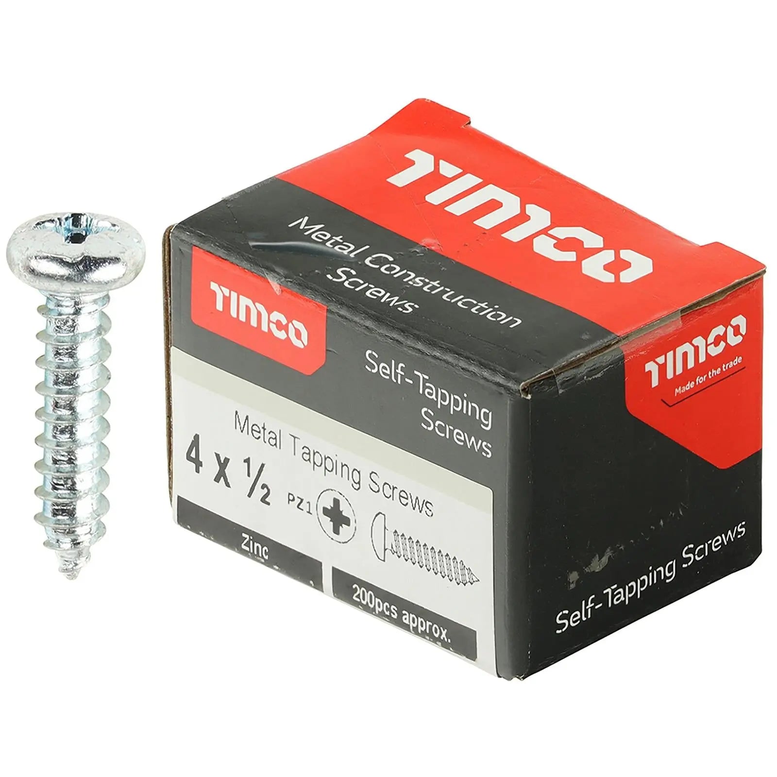 TIMCO Self Tapping Screws Pan Head Zinc Pozi - Choose Size White Rose Tools