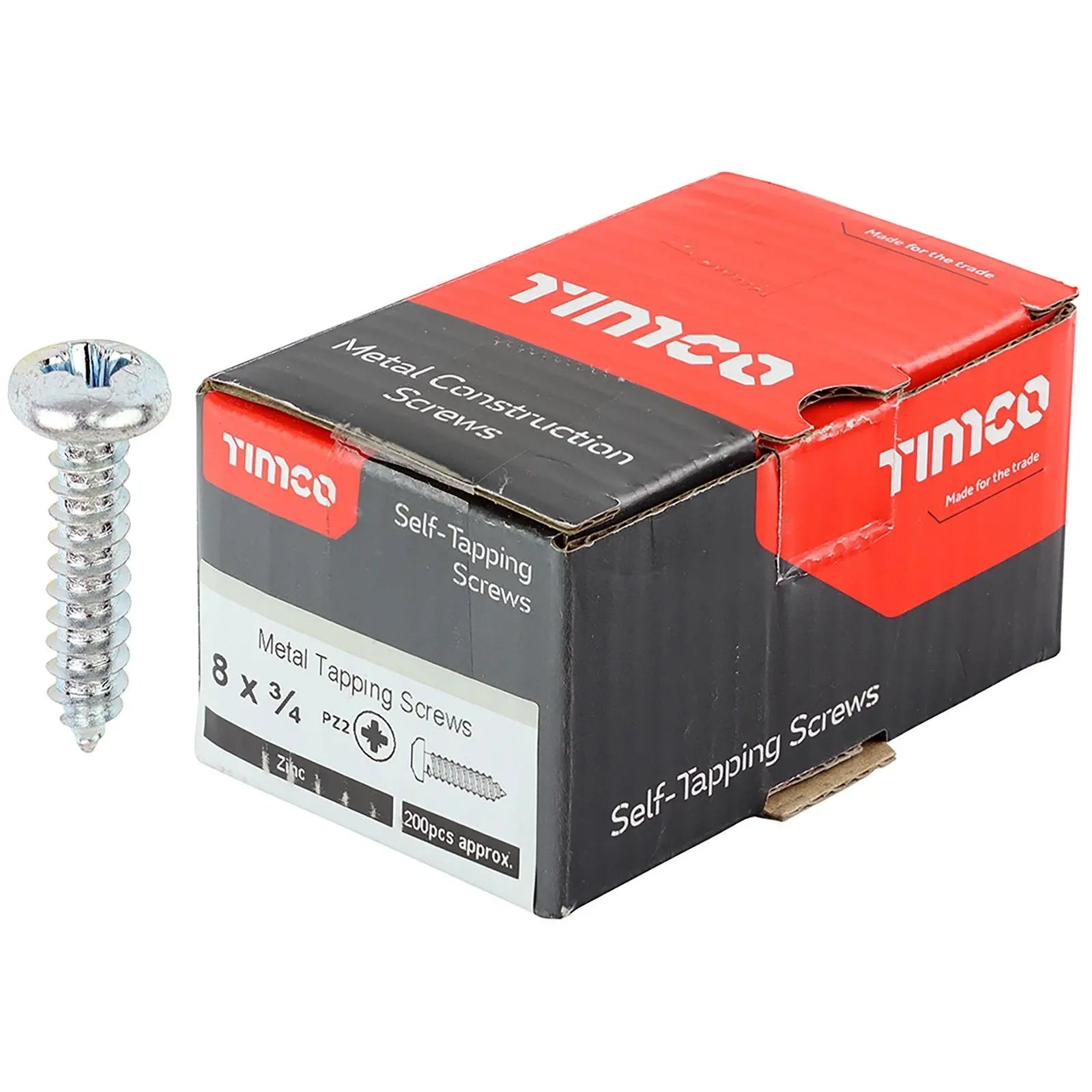 TIMCO Self Tapping Screws Pan Head Zinc Pozi - Choose Size White Rose Tools