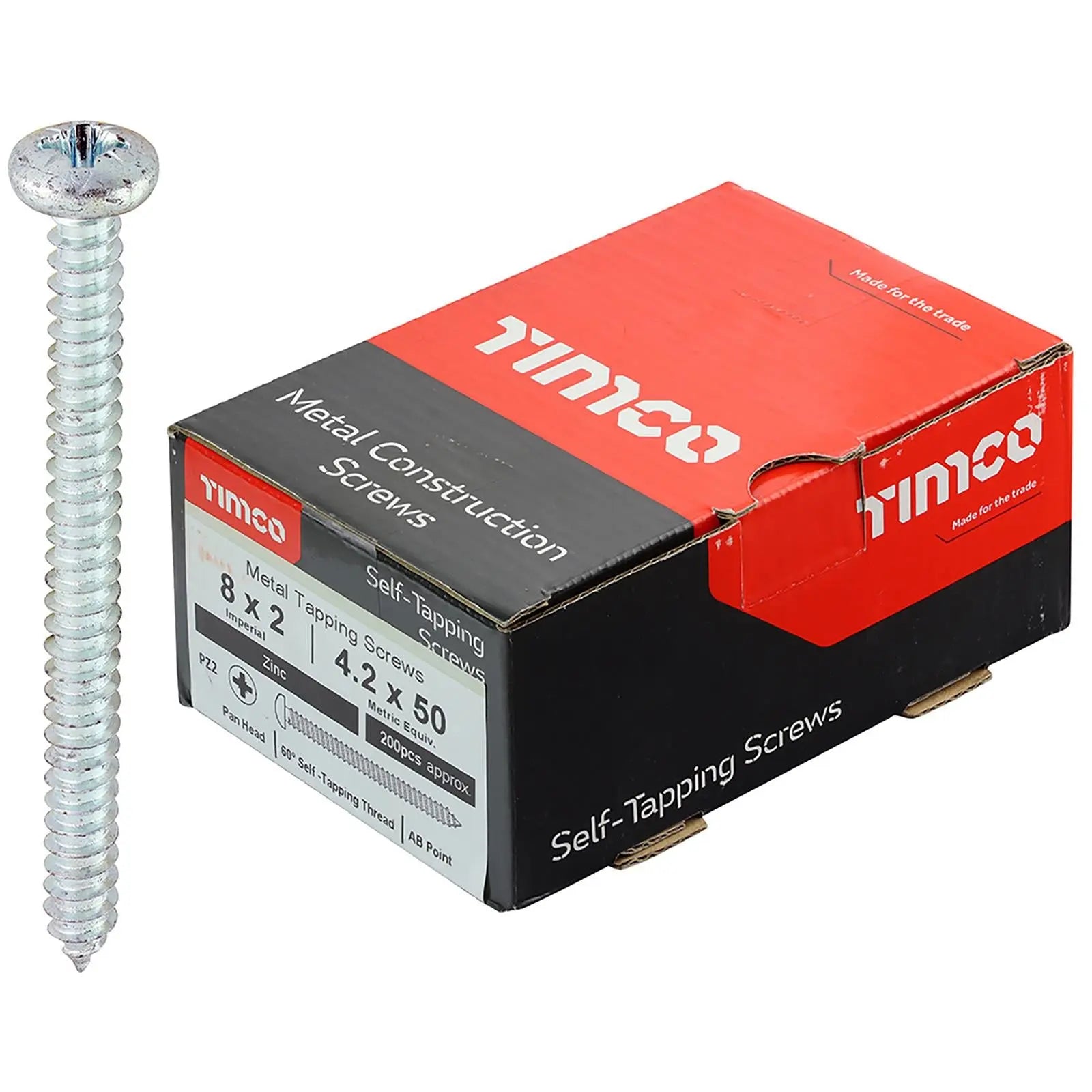 TIMCO Self Tapping Screws Pan Head Zinc Pozi - Choose Size White Rose Tools