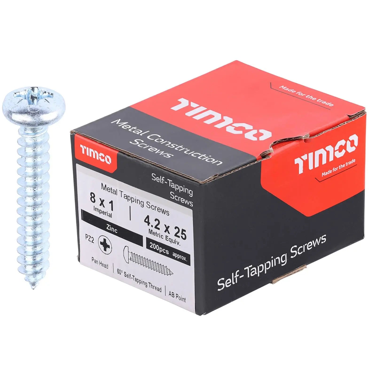 TIMCO Self Tapping Screws Pan Head Zinc Pozi - Choose Size White Rose Tools