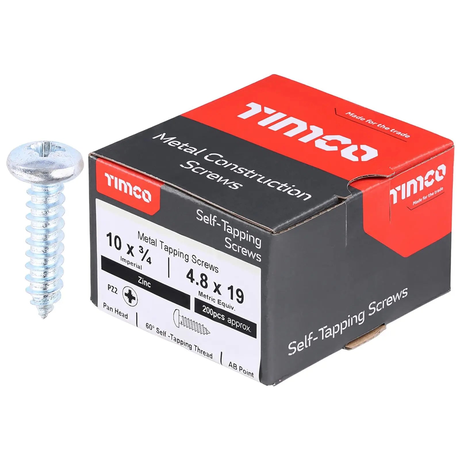 TIMCO Self Tapping Screws Pan Head Zinc Pozi - Choose Size White Rose Tools