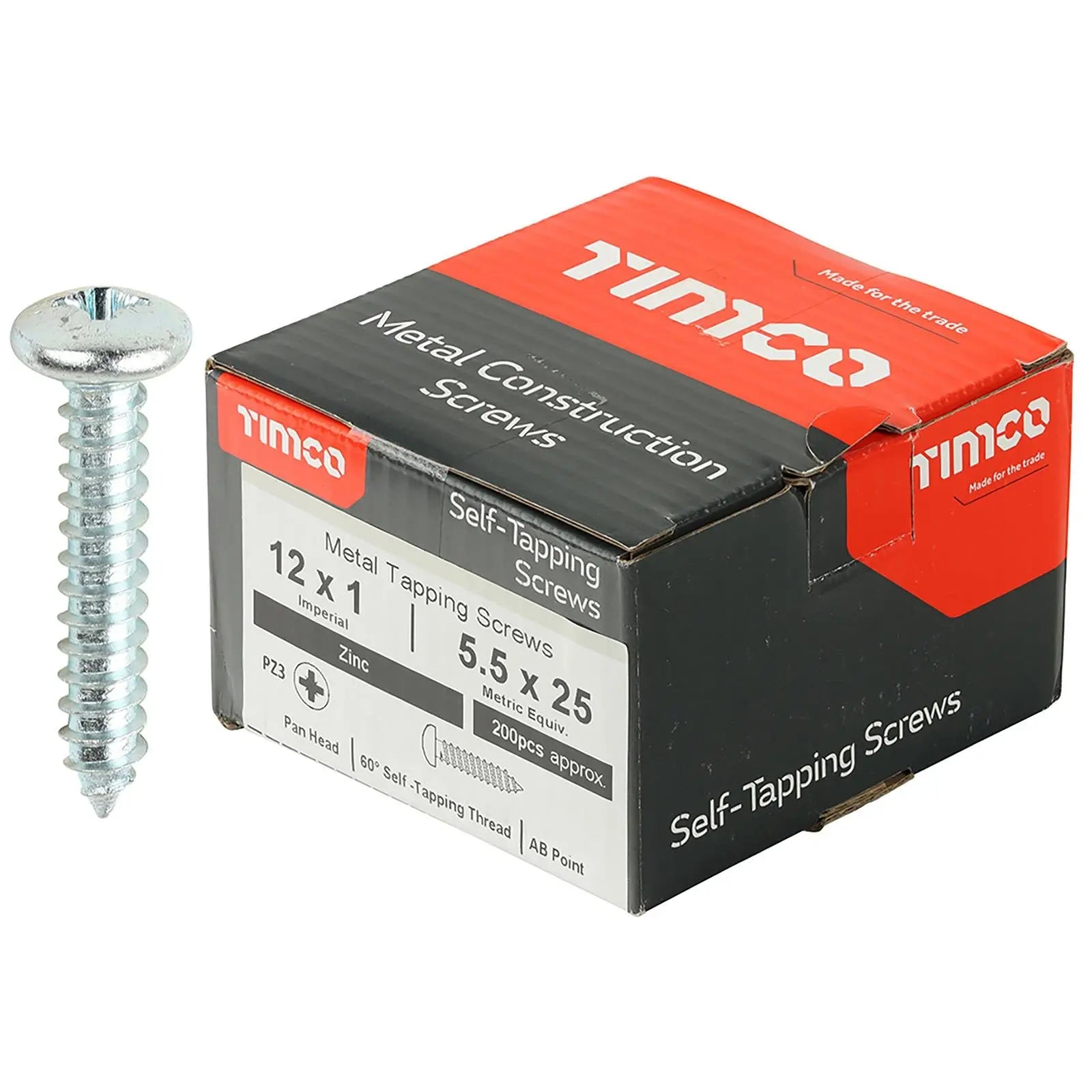 TIMCO Self Tapping Screws Pan Head Zinc Pozi - Choose Size White Rose Tools