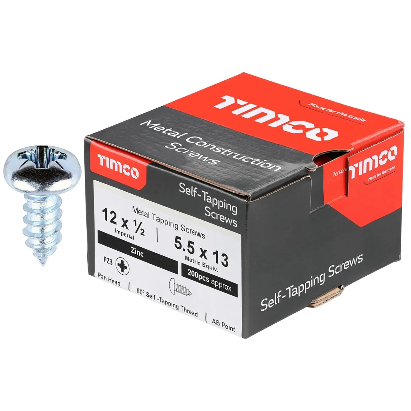 TIMCO Self Tapping Screws Pan Head Zinc Pozi - Choose Size White Rose Tools