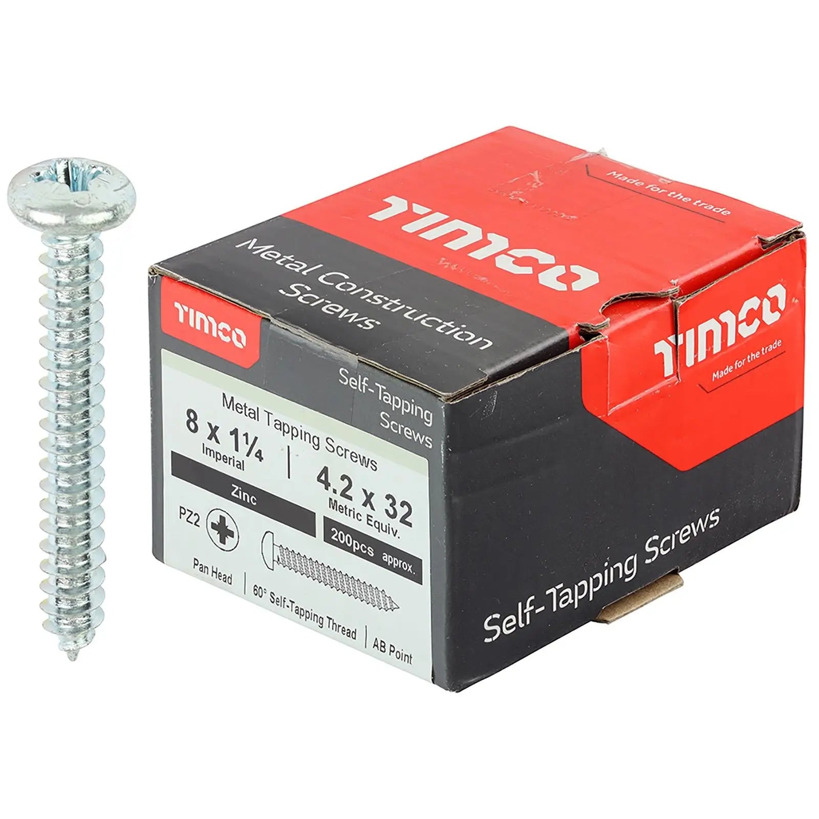 TIMCO Self Tapping Screws Pan Head Zinc Pozi - Choose Size White Rose Tools