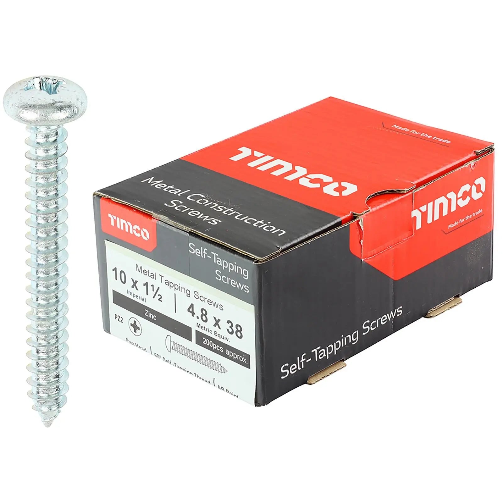 TIMCO Self Tapping Screws Pan Head Zinc Pozi - Choose Size White Rose Tools