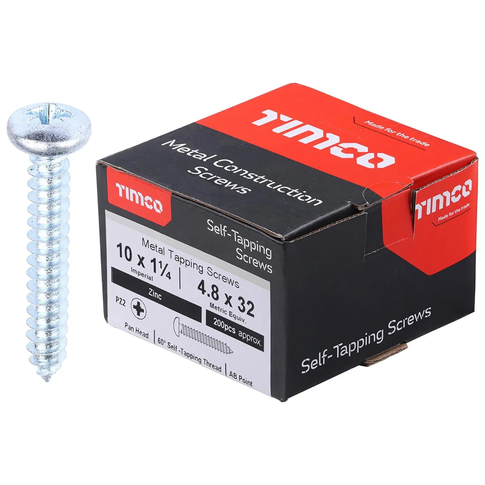 TIMCO Self Tapping Screws Pan Head Zinc Pozi - Choose Size White Rose Tools