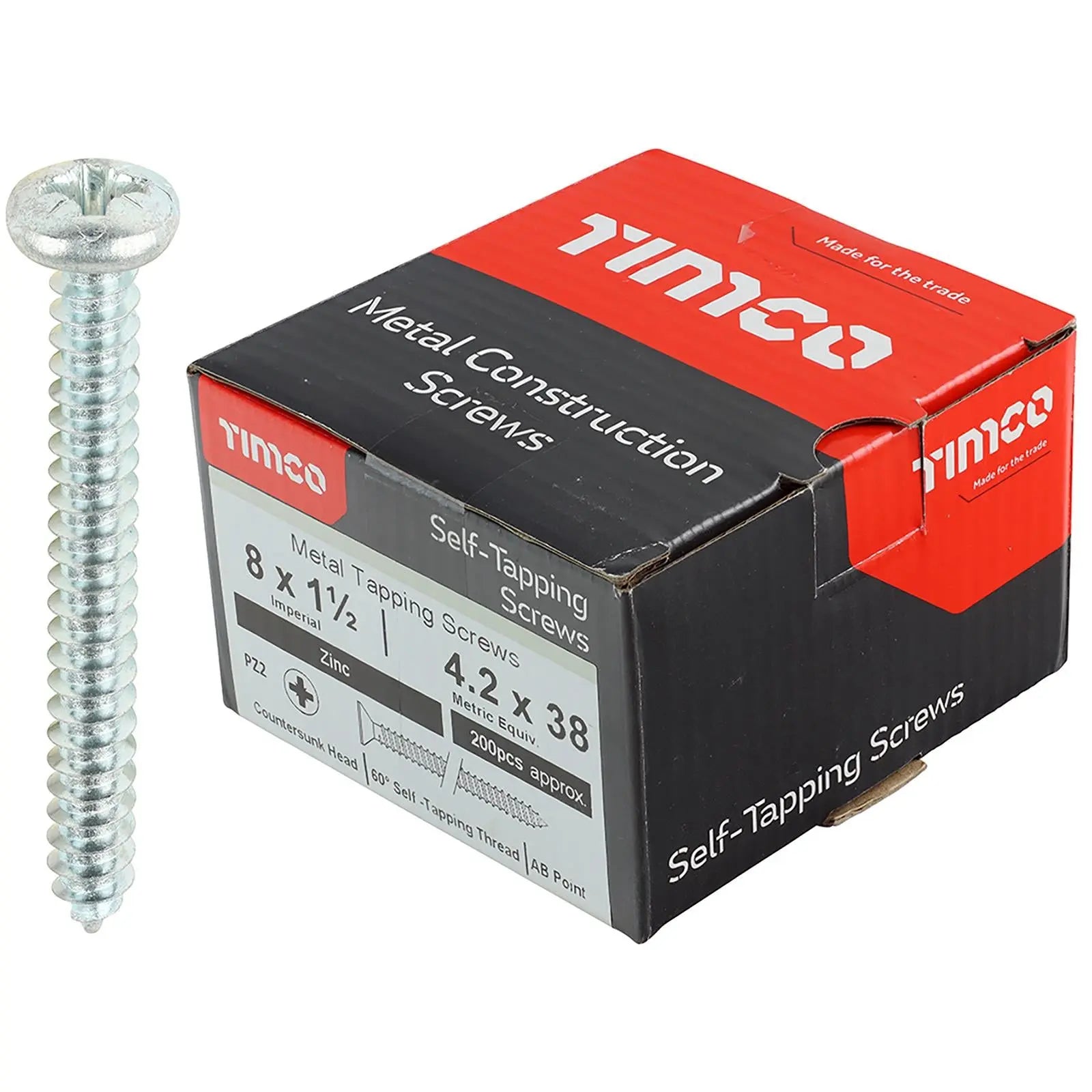 TIMCO Self Tapping Screws Pan Head Zinc Pozi - Choose Size White Rose Tools