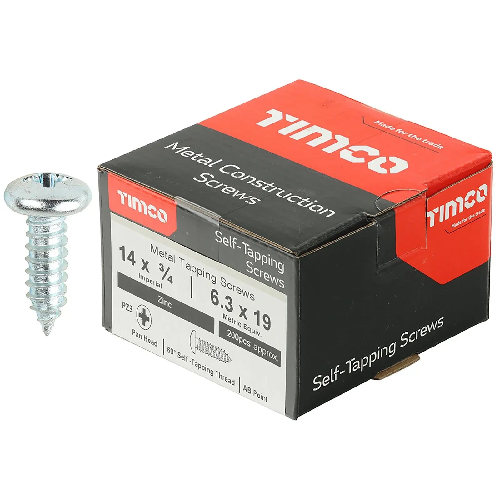 TIMCO Self Tapping Screws Pan Head Zinc Pozi - Choose Size White Rose Tools