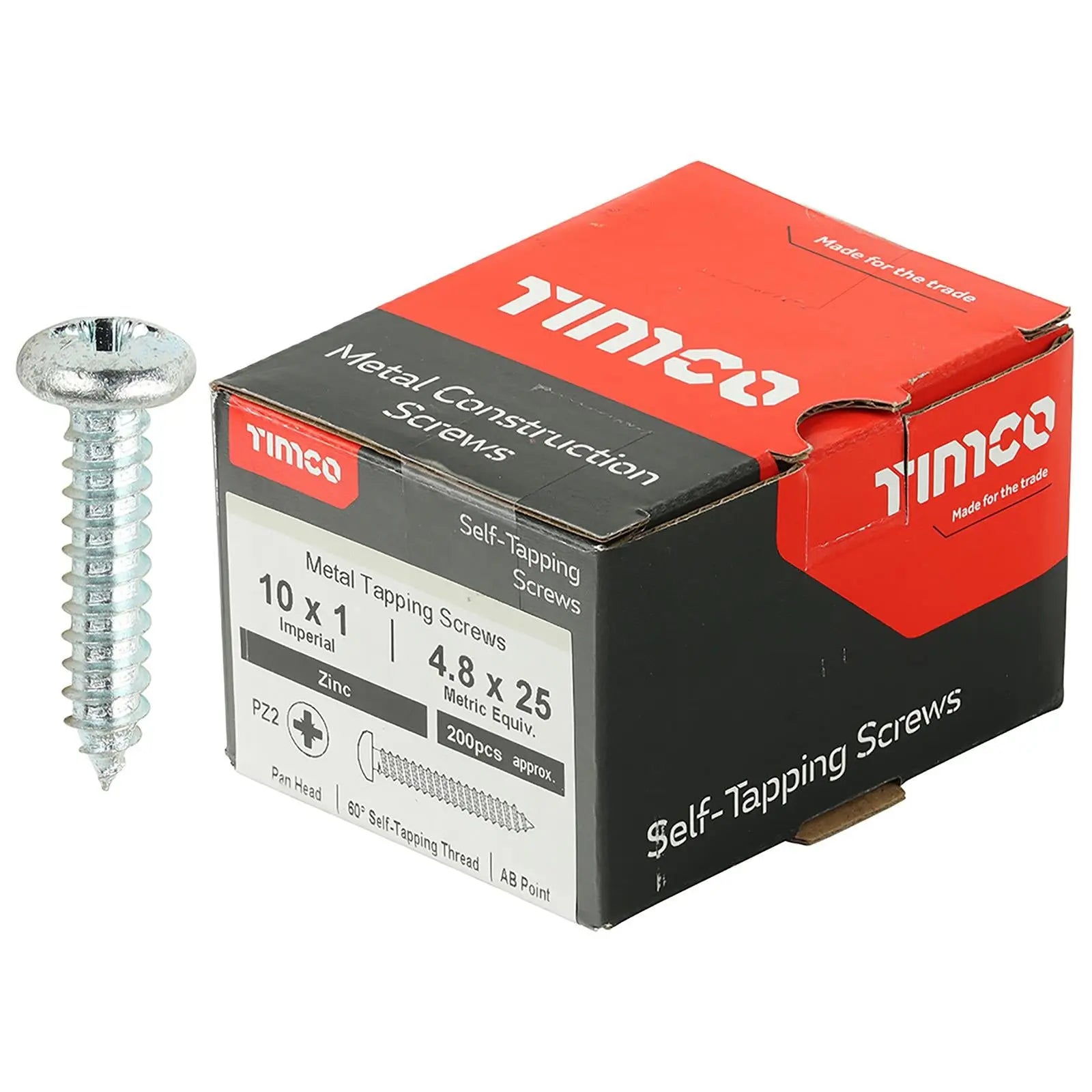 TIMCO Self Tapping Screws Pan Head Zinc Pozi - Choose Size White Rose Tools