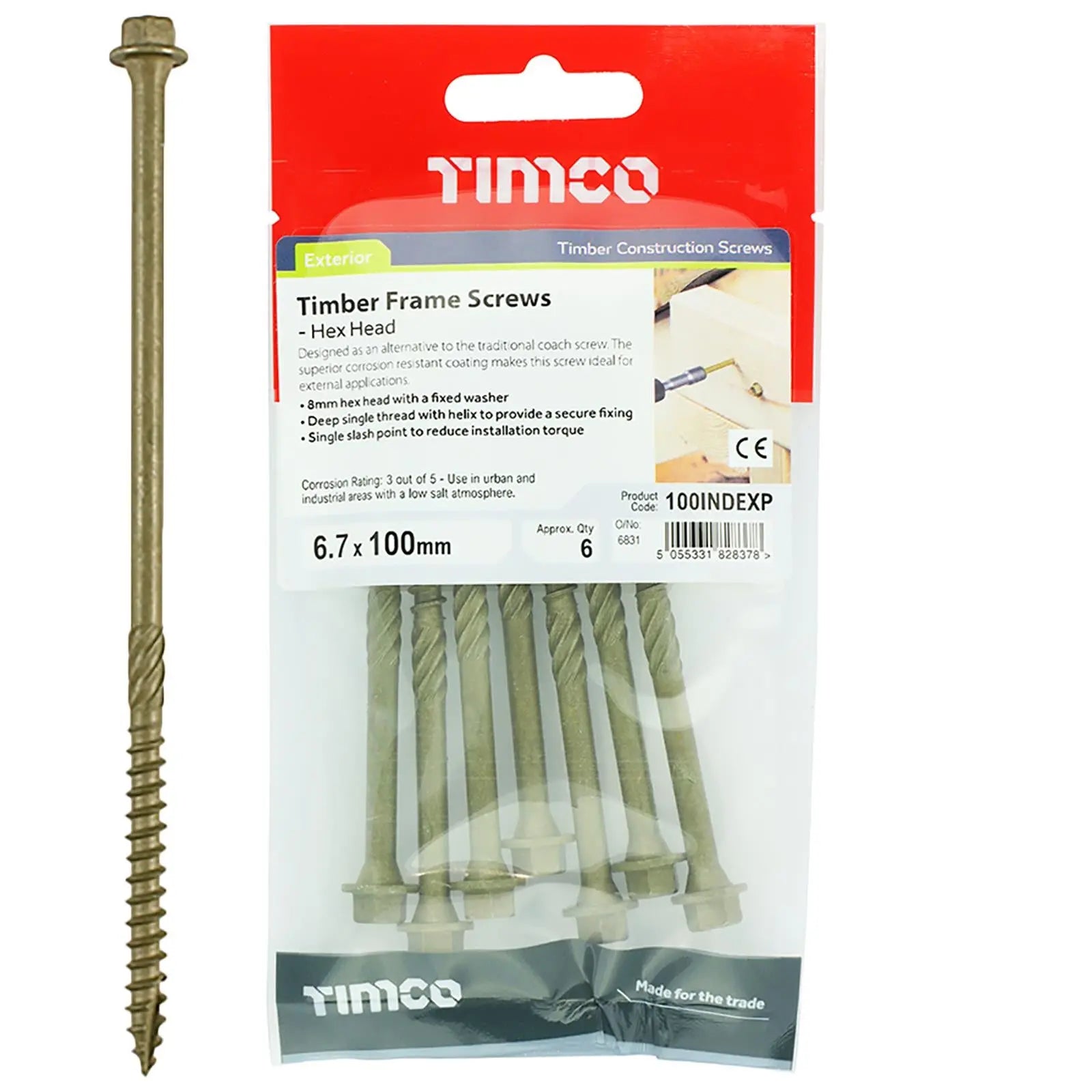 TIMCO Timber Framing and Landscaping Screws Hex Head Exterior Green Orgainc 6.7mm White Rose Tools