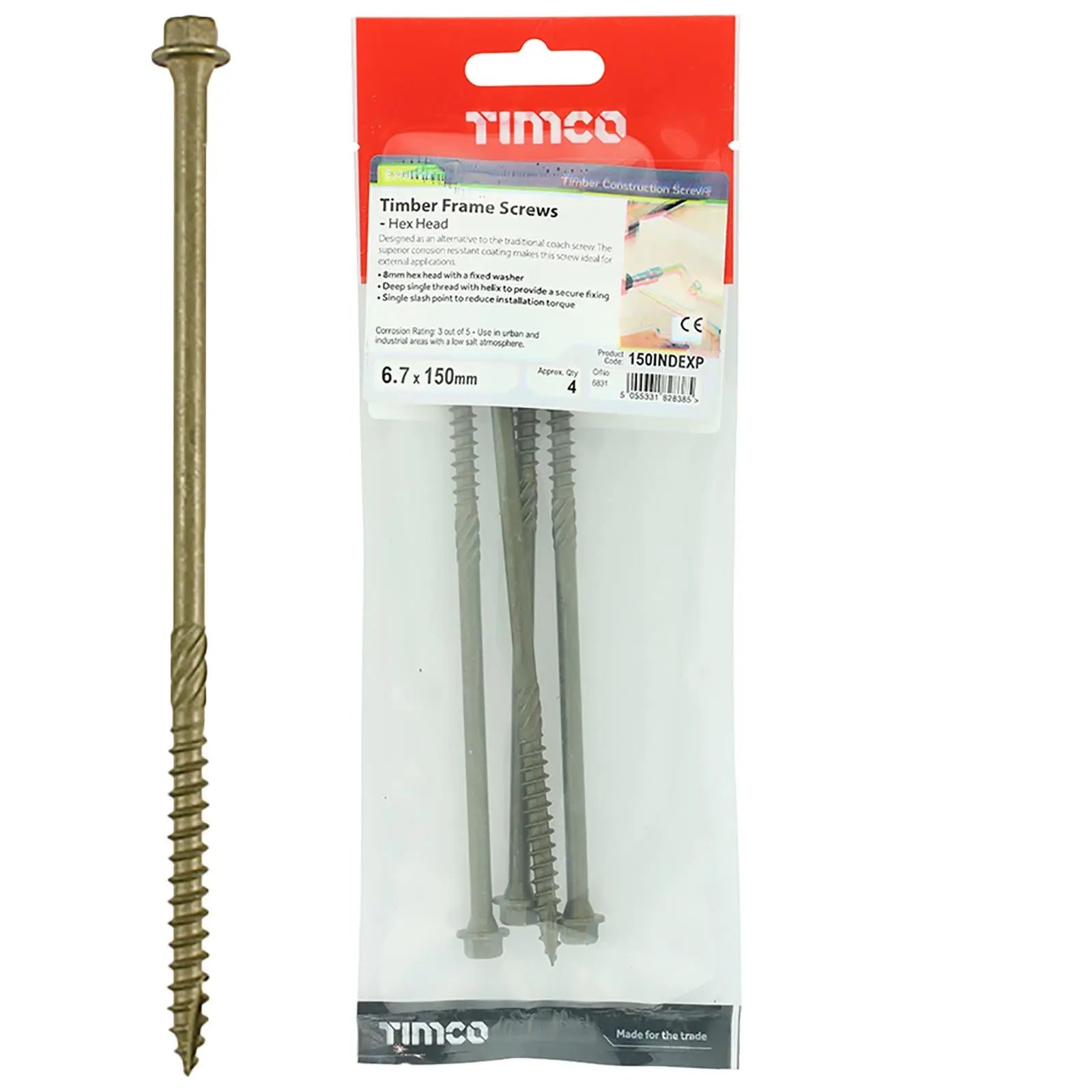 TIMCO Timber Framing and Landscaping Screws Hex Head Exterior Green Orgainc 6.7mm White Rose Tools