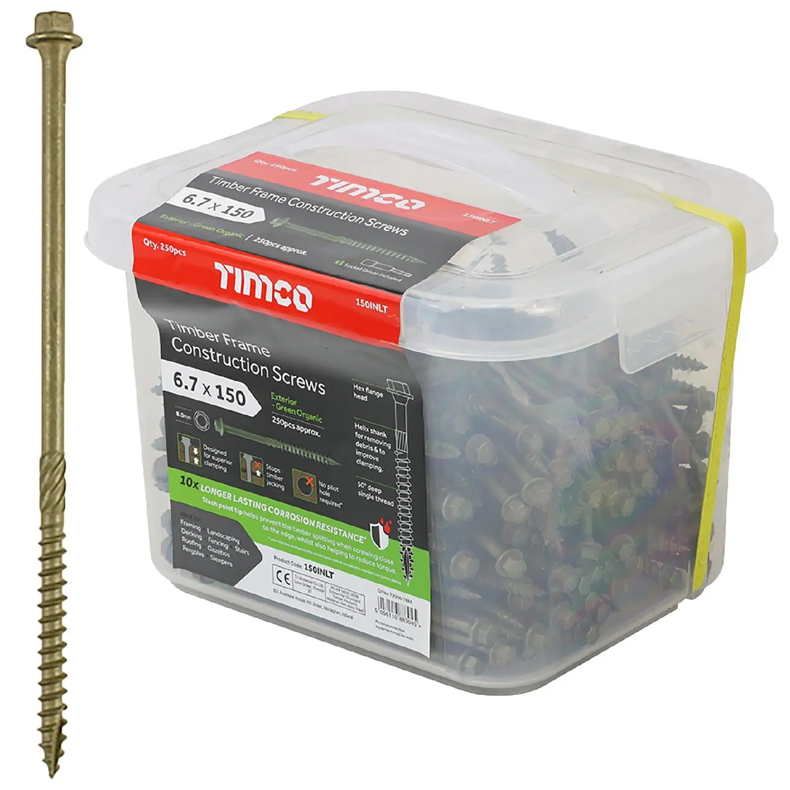 TIMCO Timber Framing and Landscaping Screws Hex Head Exterior Green Orgainc 6.7mm White Rose Tools