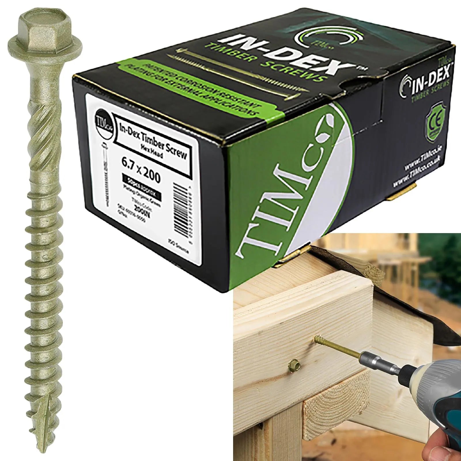 TIMCO Timber Framing and Landscaping Screws Hex Head Exterior Green Orgainc 6.7mm White Rose Tools