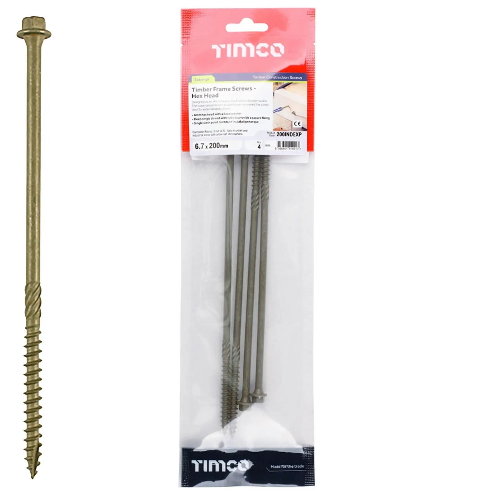 TIMCO Timber Framing and Landscaping Screws Hex Head Exterior Green Orgainc 6.7mm White Rose Tools