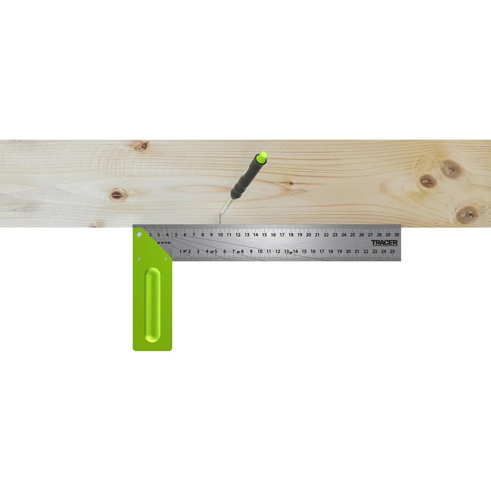 TRACER Metric Carpenters Square 300mm 250mm White Rose Tools