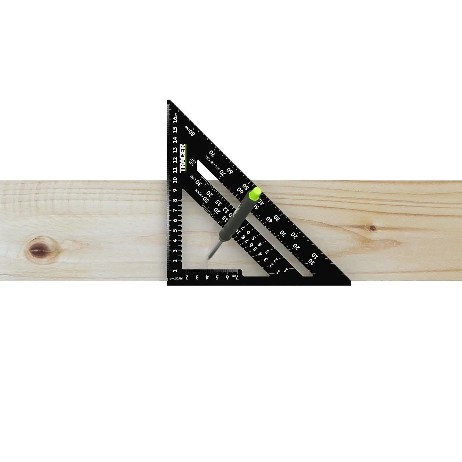 TRACER Metric Speed Square 175mm White Rose Tools