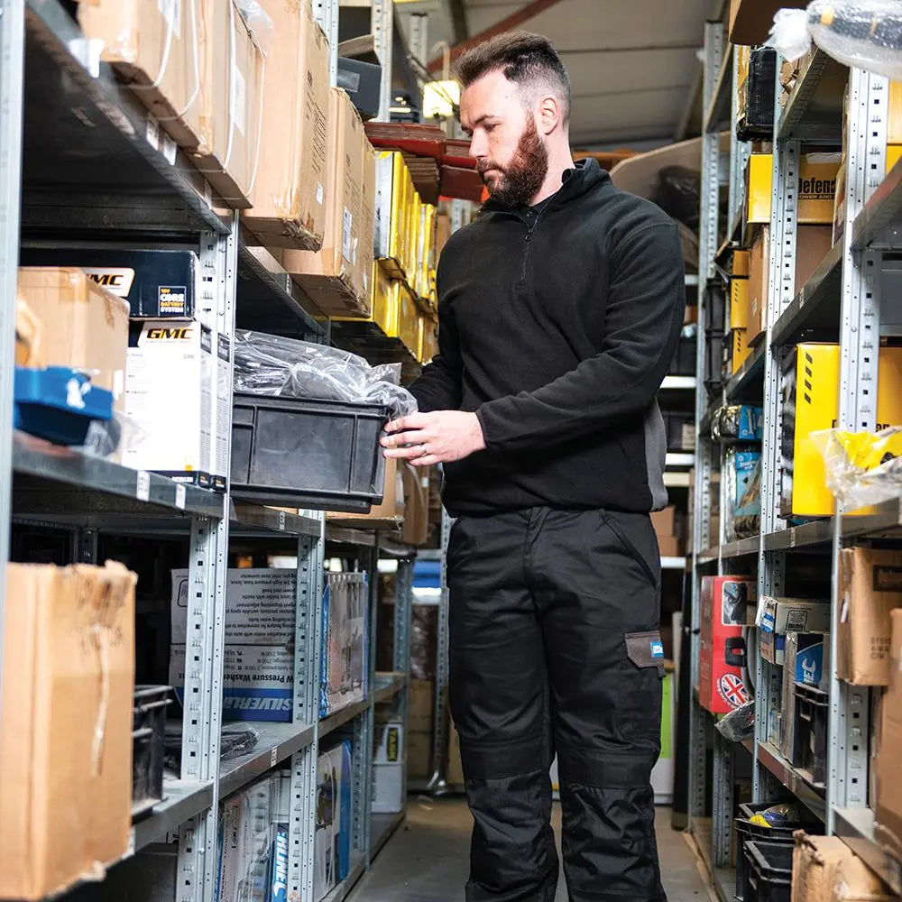 Tough Grit 2-Tone 1/4 Zip Fleece Black / Charcoal XXL 901176 White Rose Tools