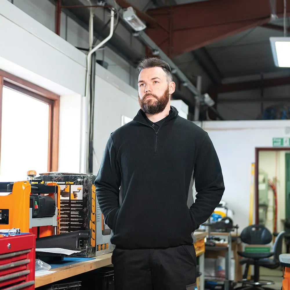 Tough Grit 2-Tone 1/4 Zip Fleece Black / Charcoal XXL 901176 White Rose Tools