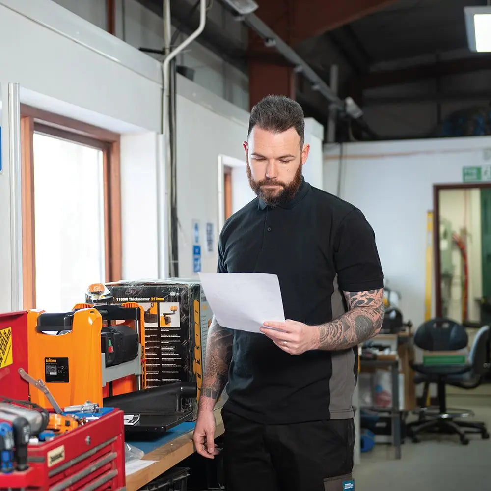 Tough Grit 2-Tone Polo Black / Charcoal XS 937198 White Rose Tools