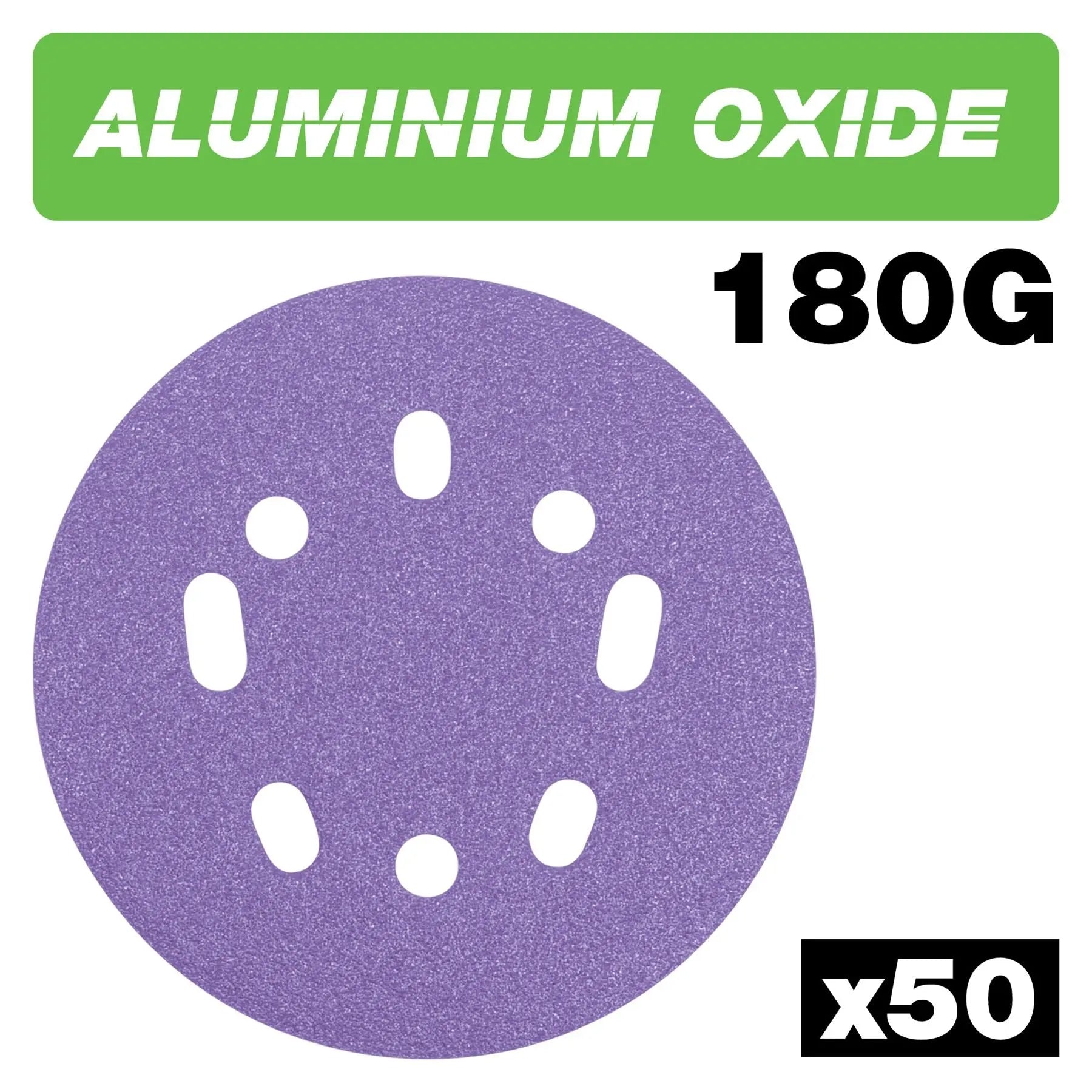 Trend Aluminium Oxide Random Orbital Sanding Disc 180 Grit 125mm 50Pc AB/125/180A/B White Rose Tools