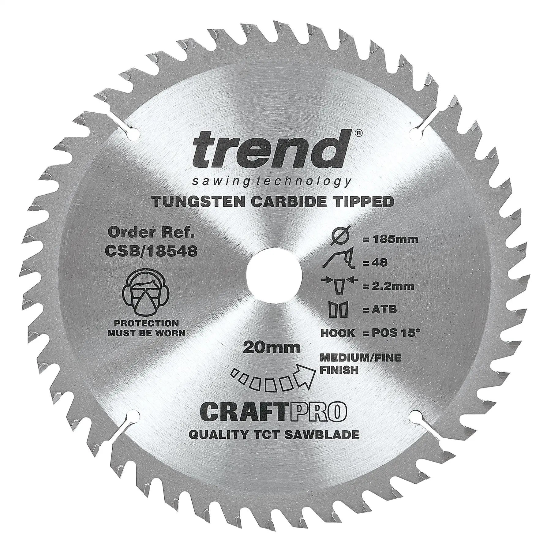 Trend Craft Saw Blade 185mm X 48 Teeth X 20mm  CSB/18548  White Rose Tools