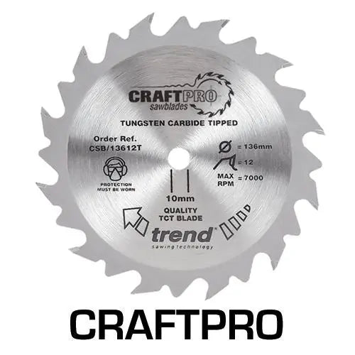 Trend Craft Saw Blade 190mm X 24 Teeth X 30 X 1.55 For Dcs575 CSB/19024TC White Rose Tools